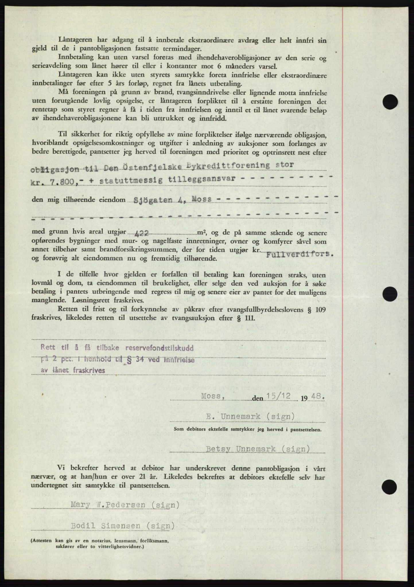 Moss sorenskriveri, AV/SAO-A-10168: Mortgage book no. B20, 1948-1948, Diary no: : 3298/1948