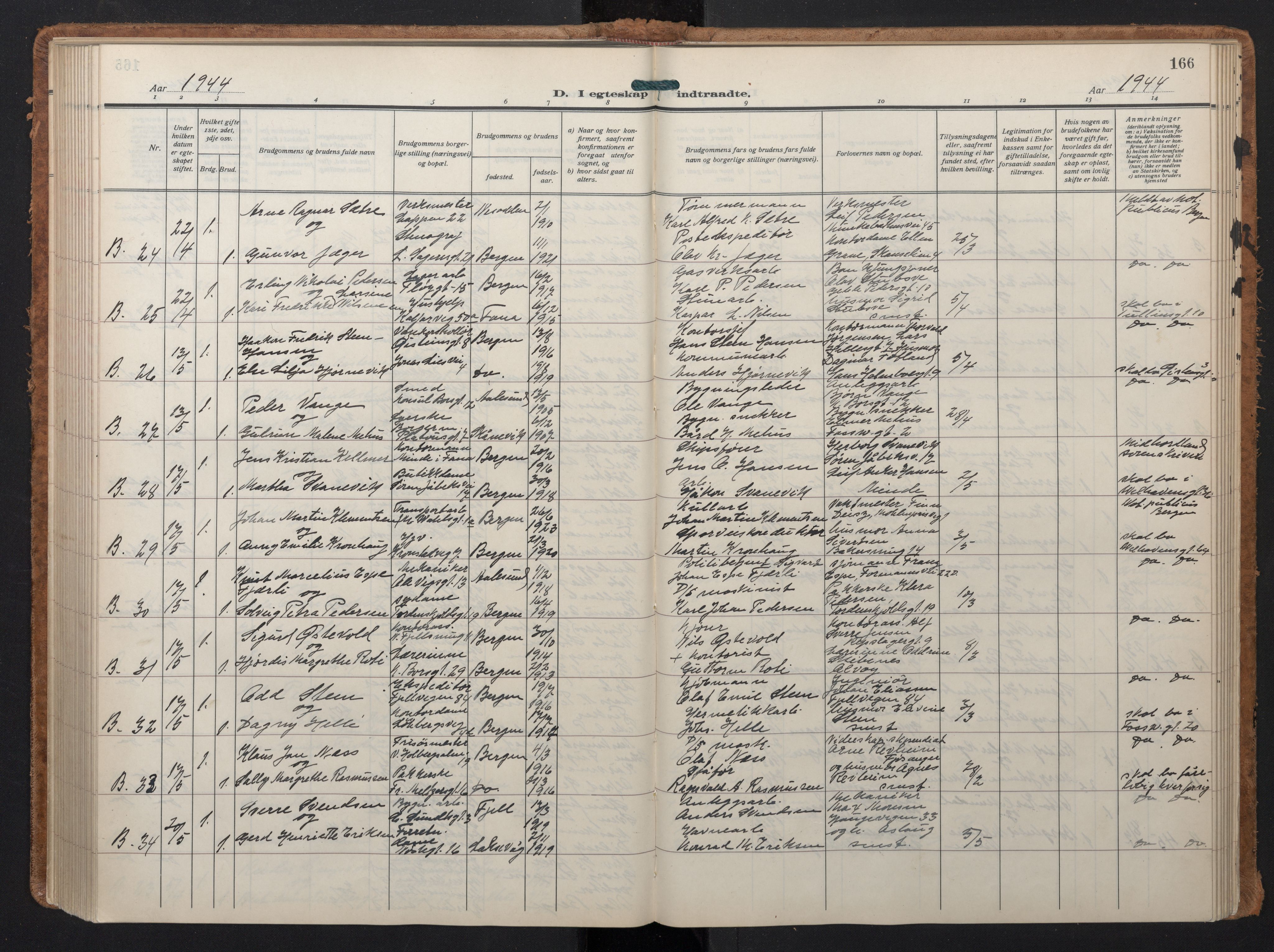 Johanneskirken sokneprestembete, AV/SAB-A-76001/H/Hab: Parish register (copy) no. C 3, 1929-1949, p. 165b-166a