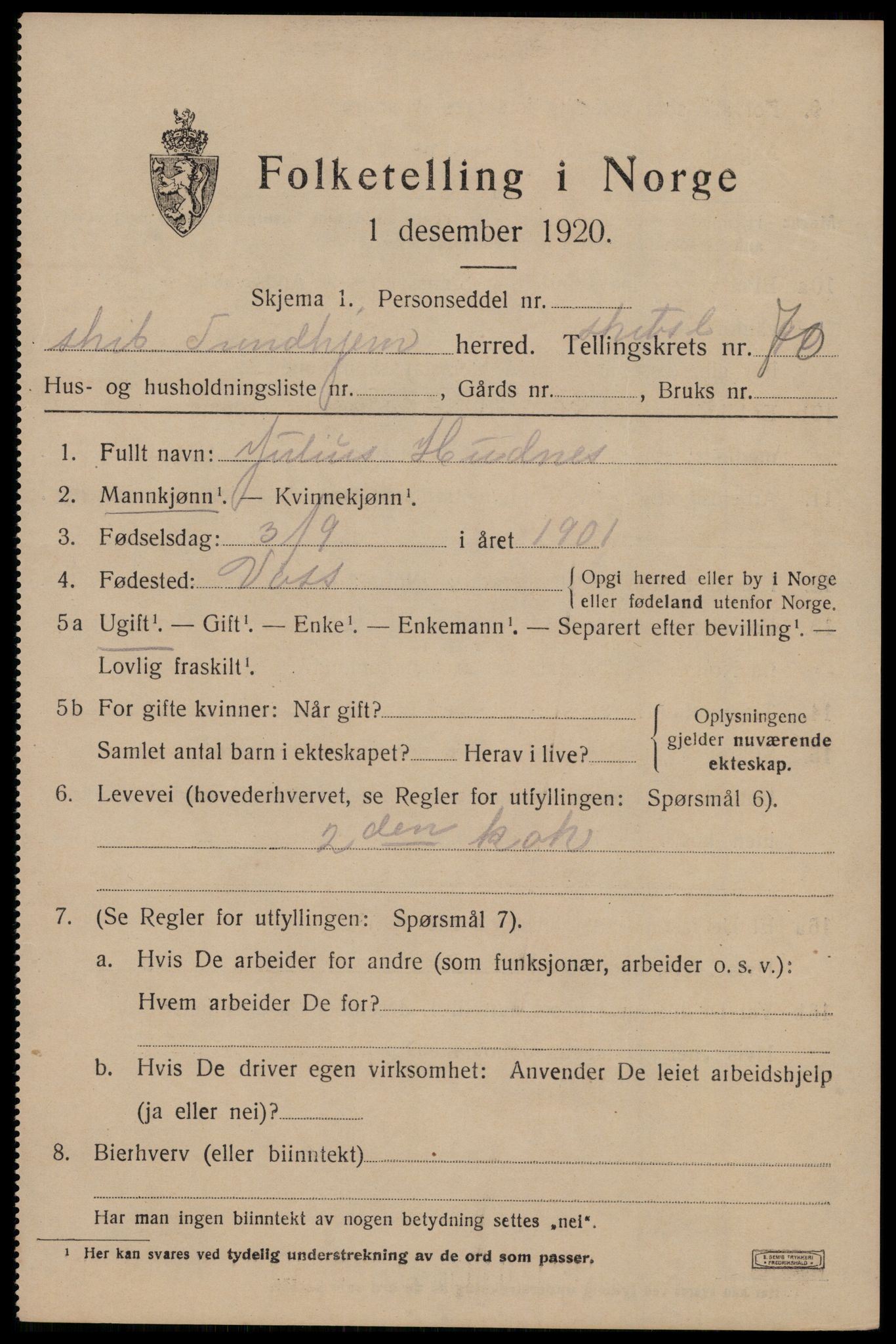 RA, 1920 census: Additional forms, 1920, p. 4161