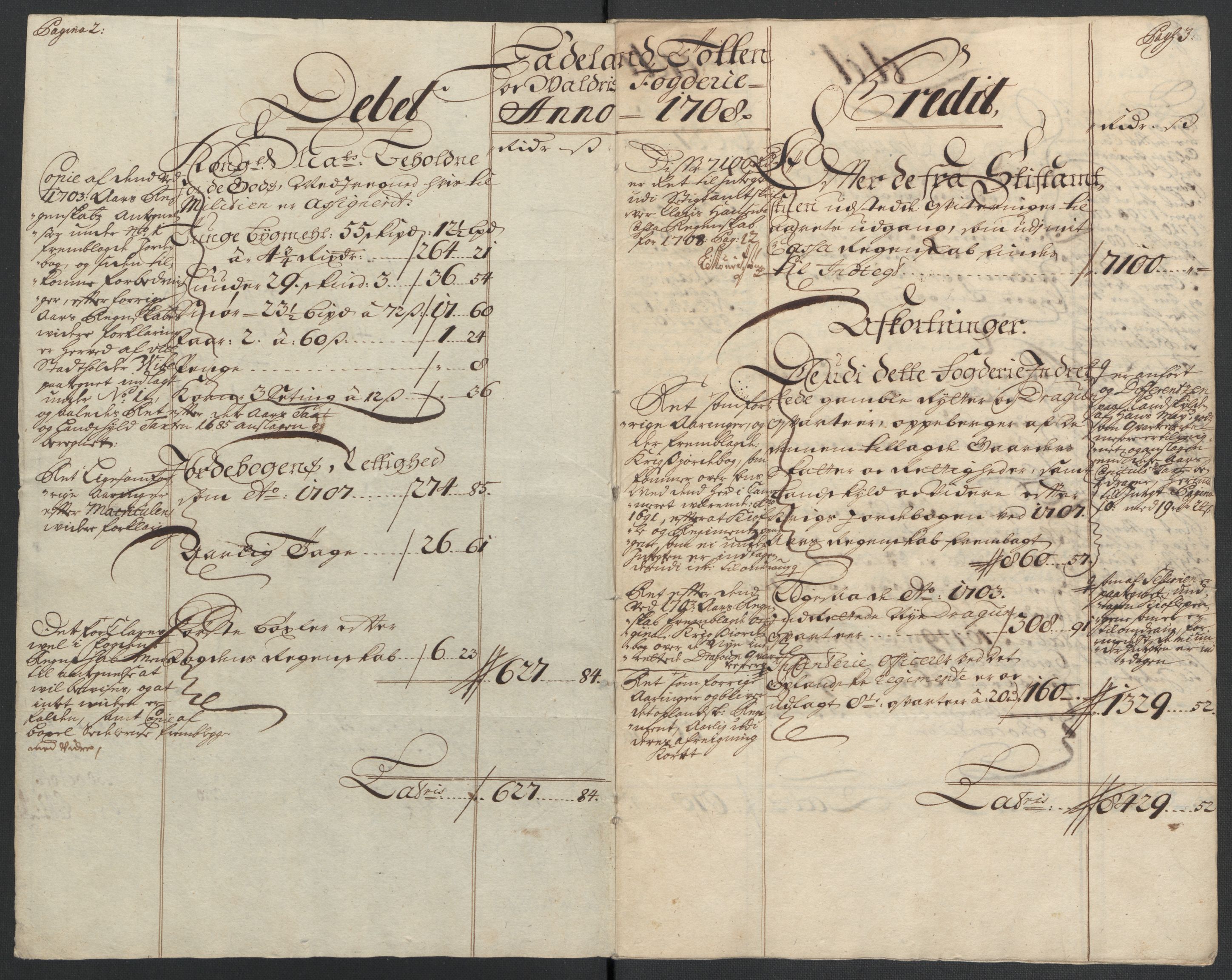 Rentekammeret inntil 1814, Reviderte regnskaper, Fogderegnskap, RA/EA-4092/R18/L1305: Fogderegnskap Hadeland, Toten og Valdres, 1707-1708, p. 411