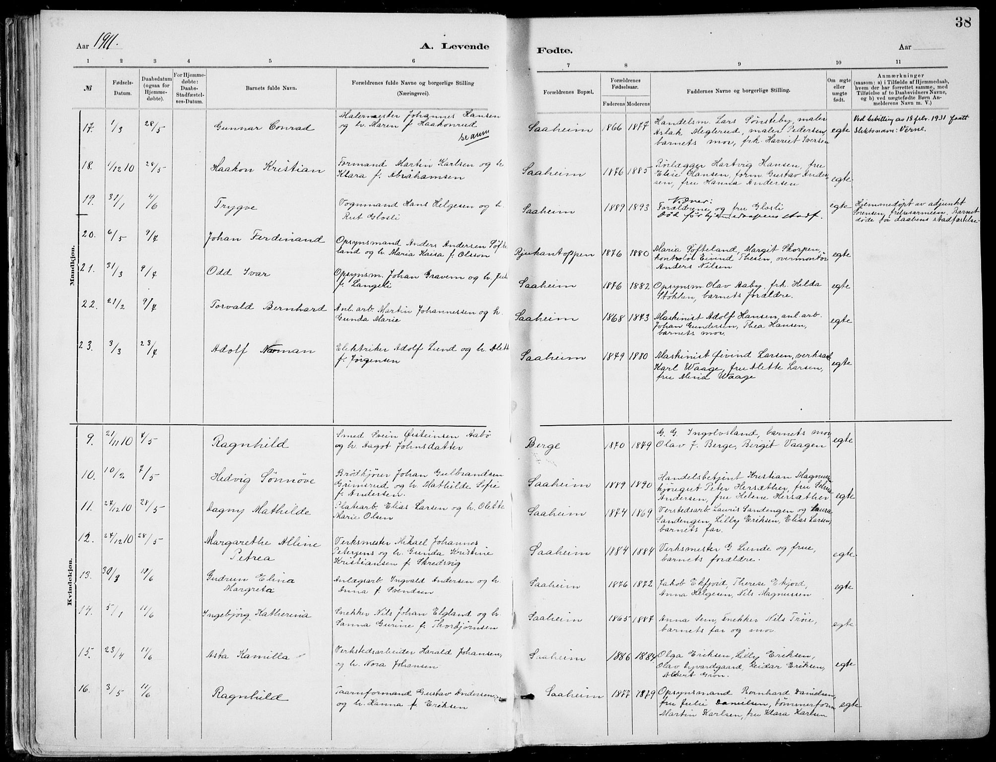 Rjukan kirkebøker, SAKO/A-294/F/Fa/L0001: Parish register (official) no. 1, 1878-1912, p. 38