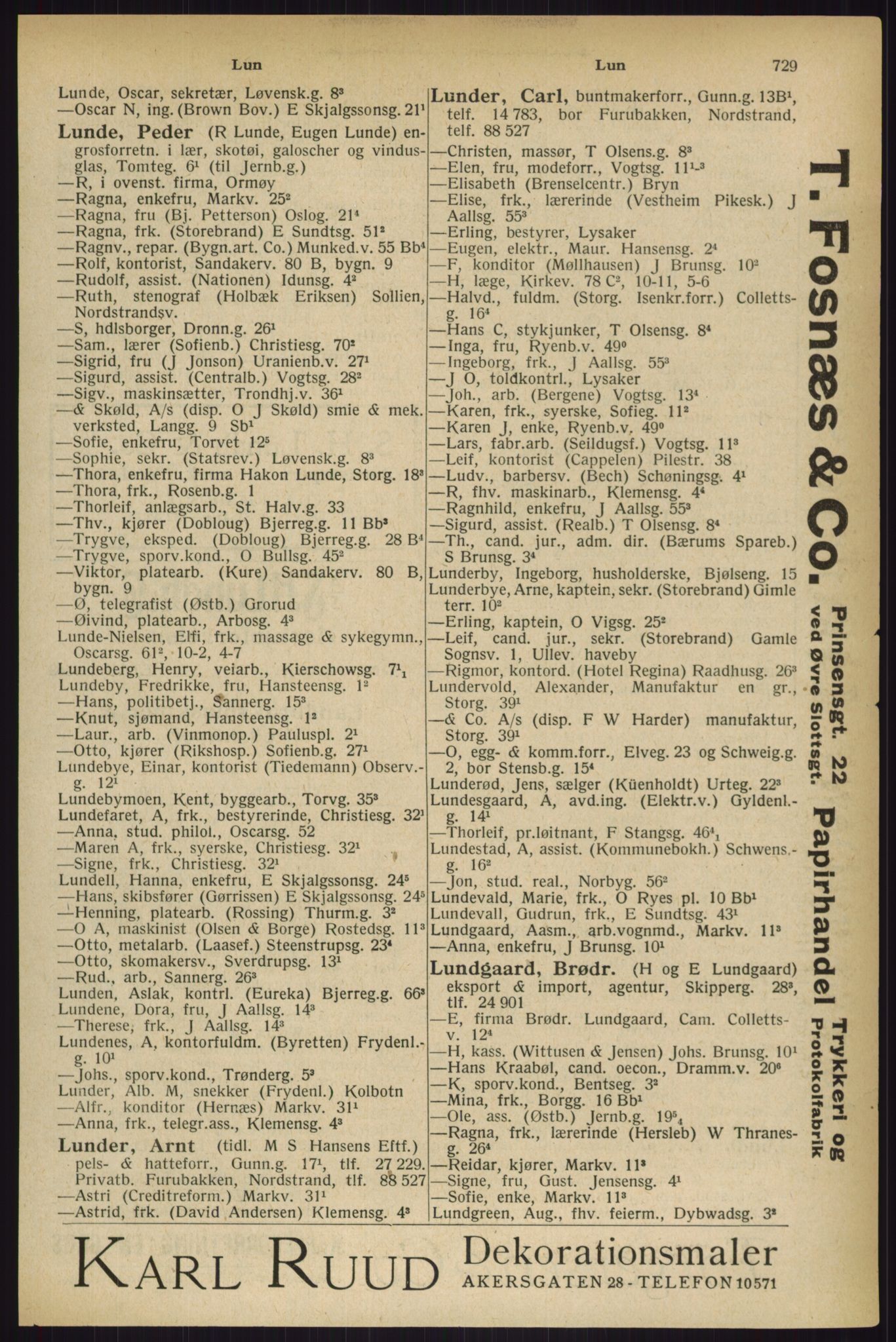 Kristiania/Oslo adressebok, PUBL/-, 1927, p. 729