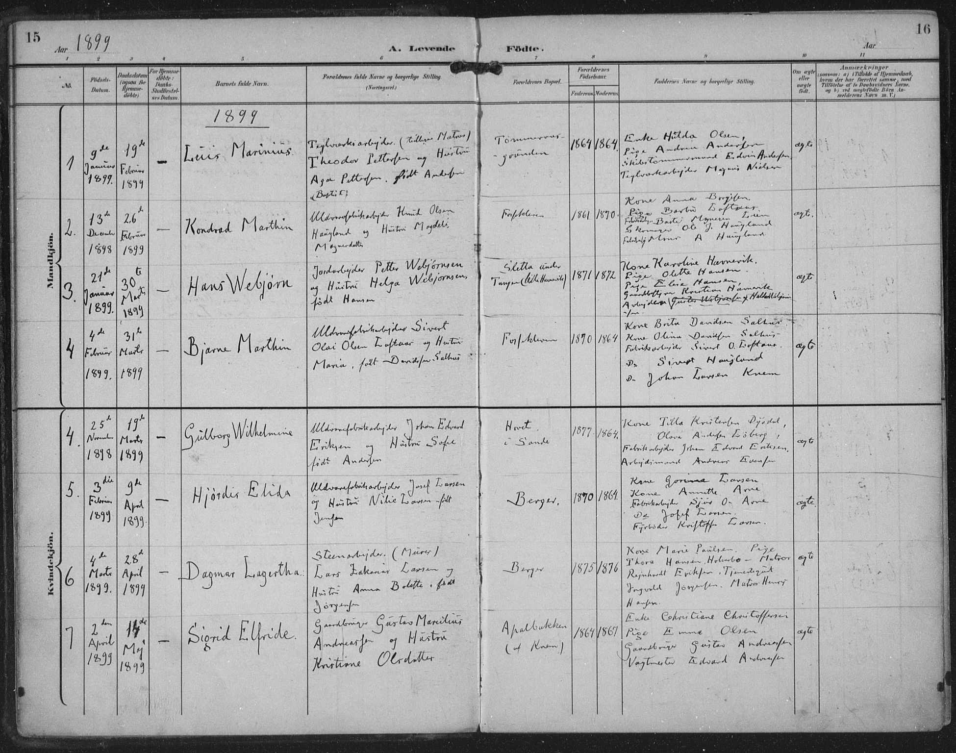 Strømm kirkebøker, AV/SAKO-A-322/F/Fa/L0005: Parish register (official) no. I 5, 1898-1919, p. 15-16