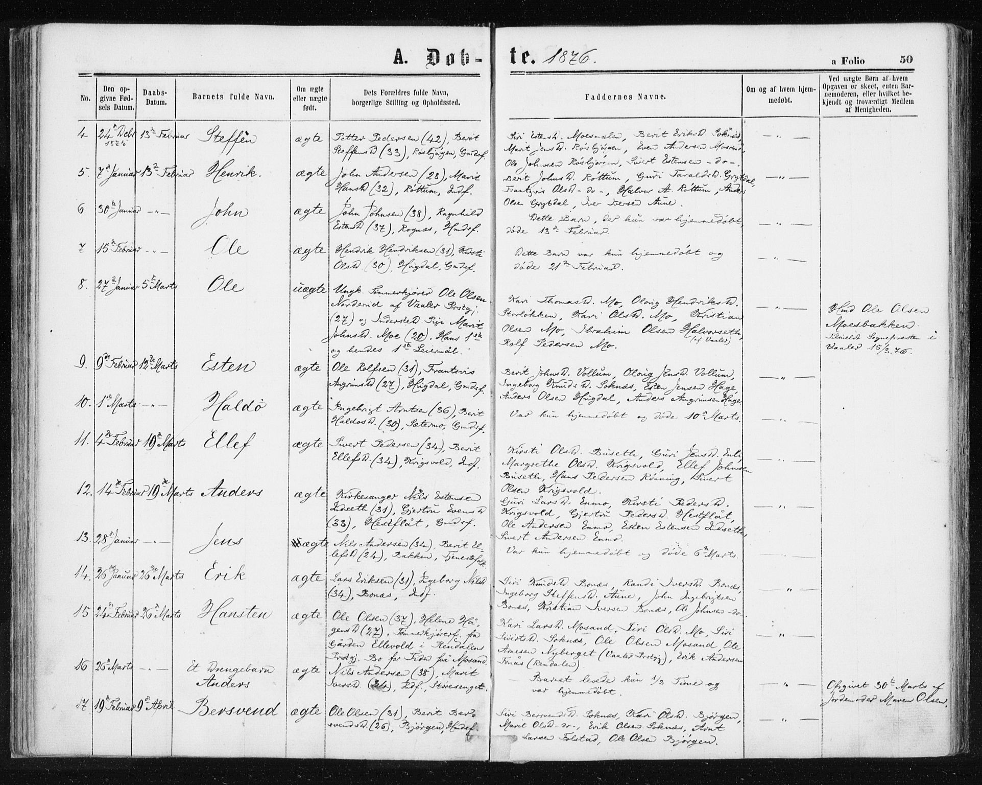 Ministerialprotokoller, klokkerbøker og fødselsregistre - Sør-Trøndelag, AV/SAT-A-1456/687/L1001: Parish register (official) no. 687A07, 1863-1878, p. 50