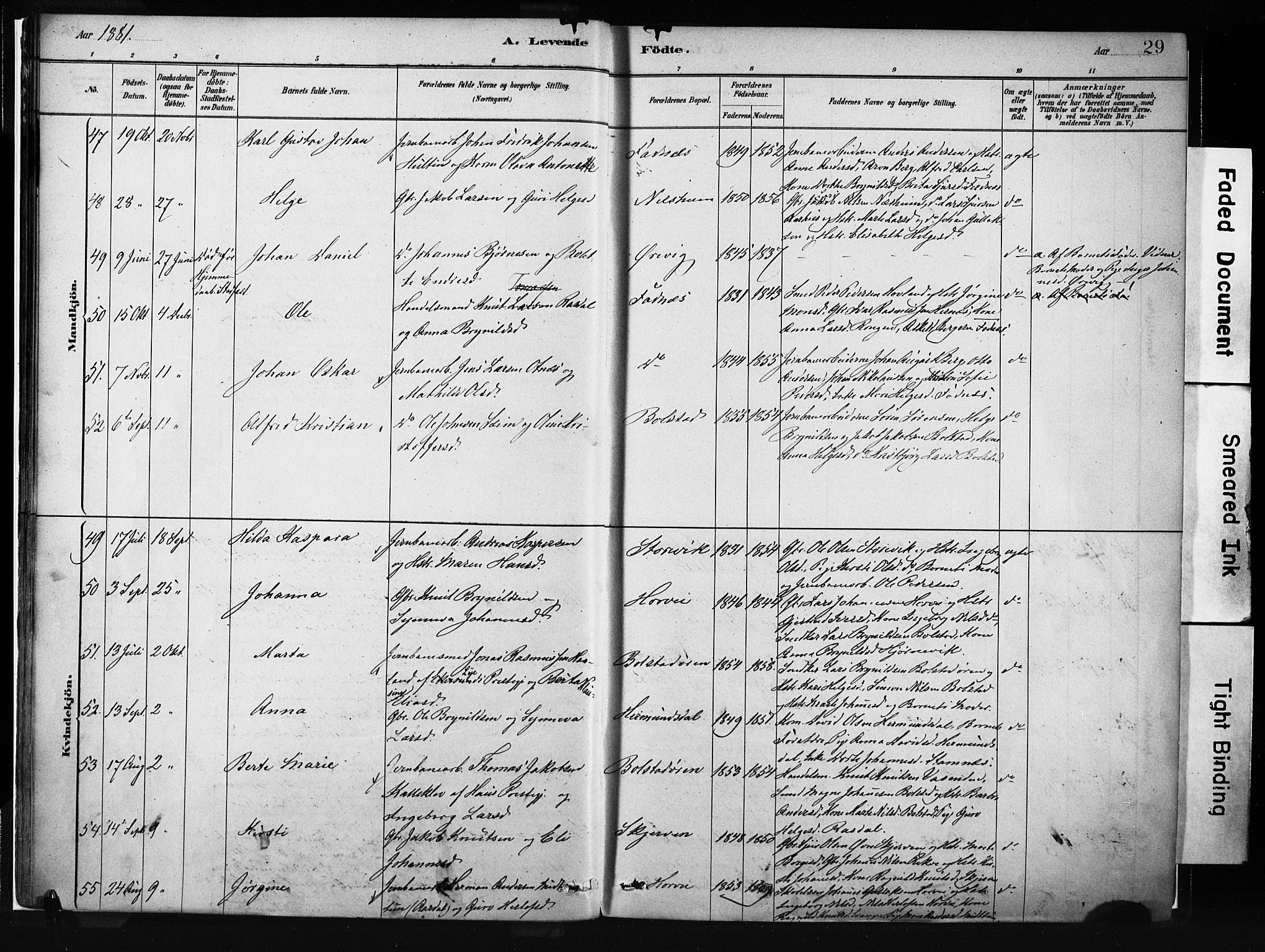 Evanger sokneprestembete, AV/SAB-A-99924: Parish register (official) no. A 1, 1877-1899, p. 29