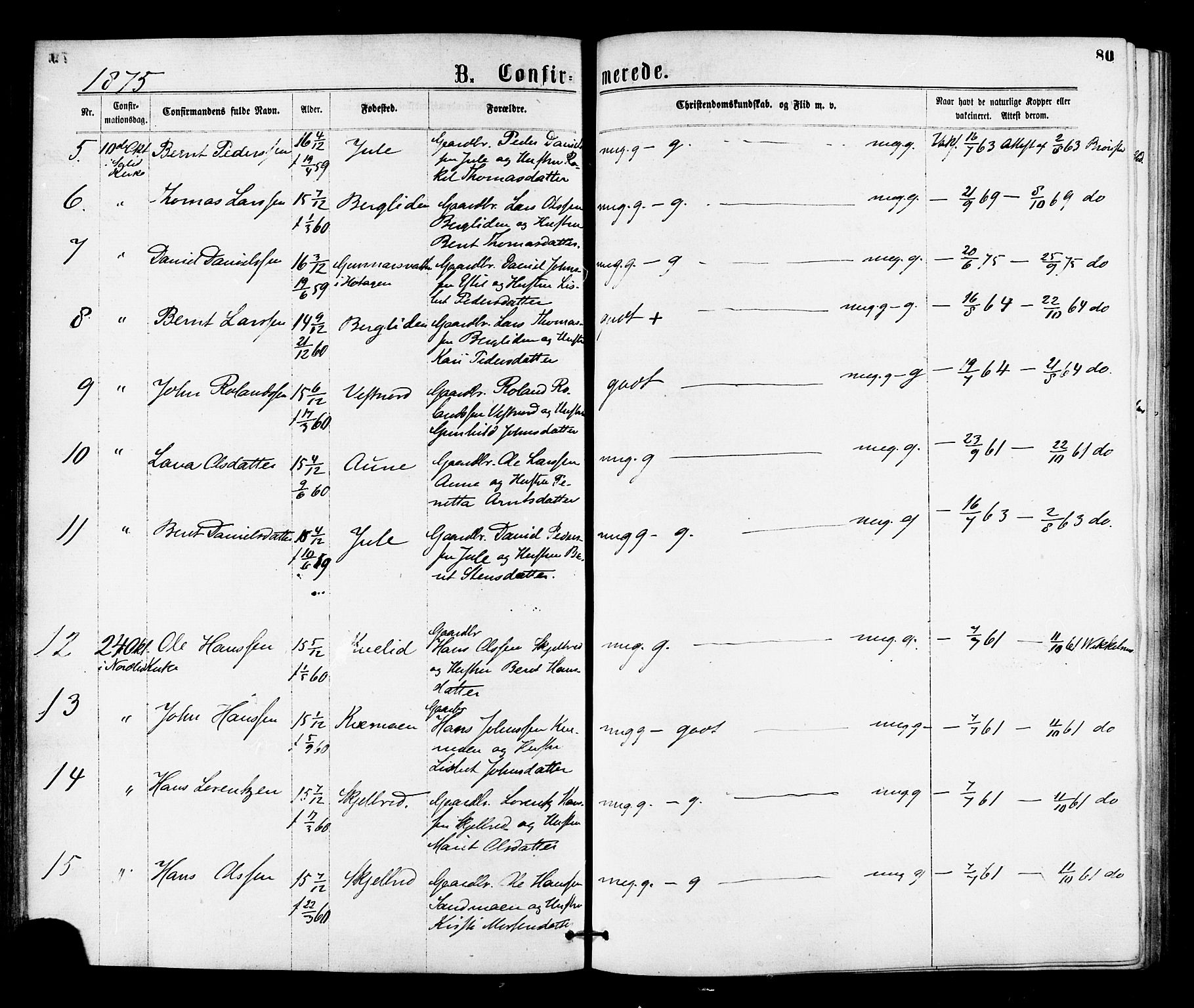 Ministerialprotokoller, klokkerbøker og fødselsregistre - Nord-Trøndelag, SAT/A-1458/755/L0493: Parish register (official) no. 755A02, 1865-1881, p. 80