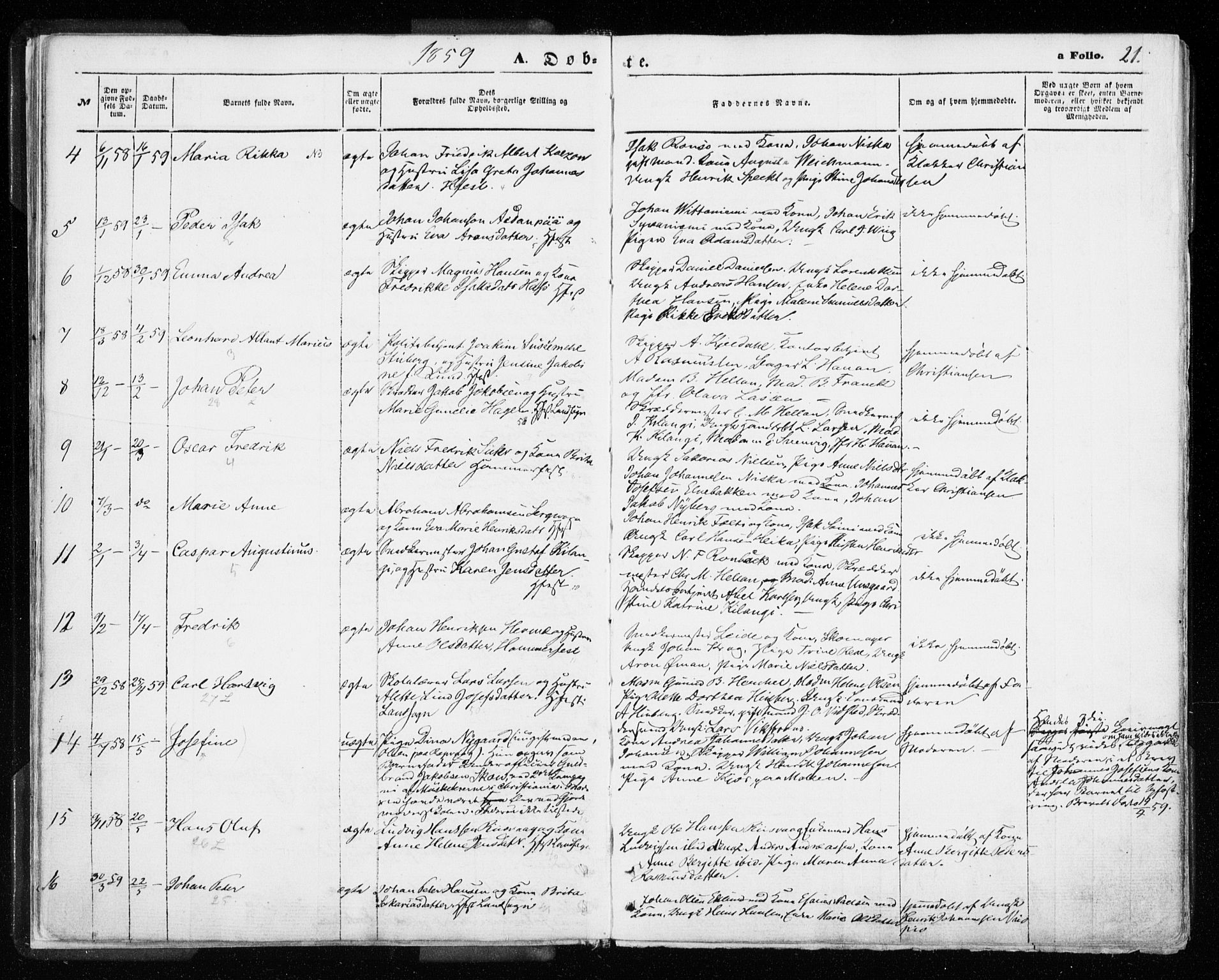 Hammerfest sokneprestkontor, SATØ/S-1347/H/Ha/L0005.kirke: Parish register (official) no. 5, 1857-1869, p. 21