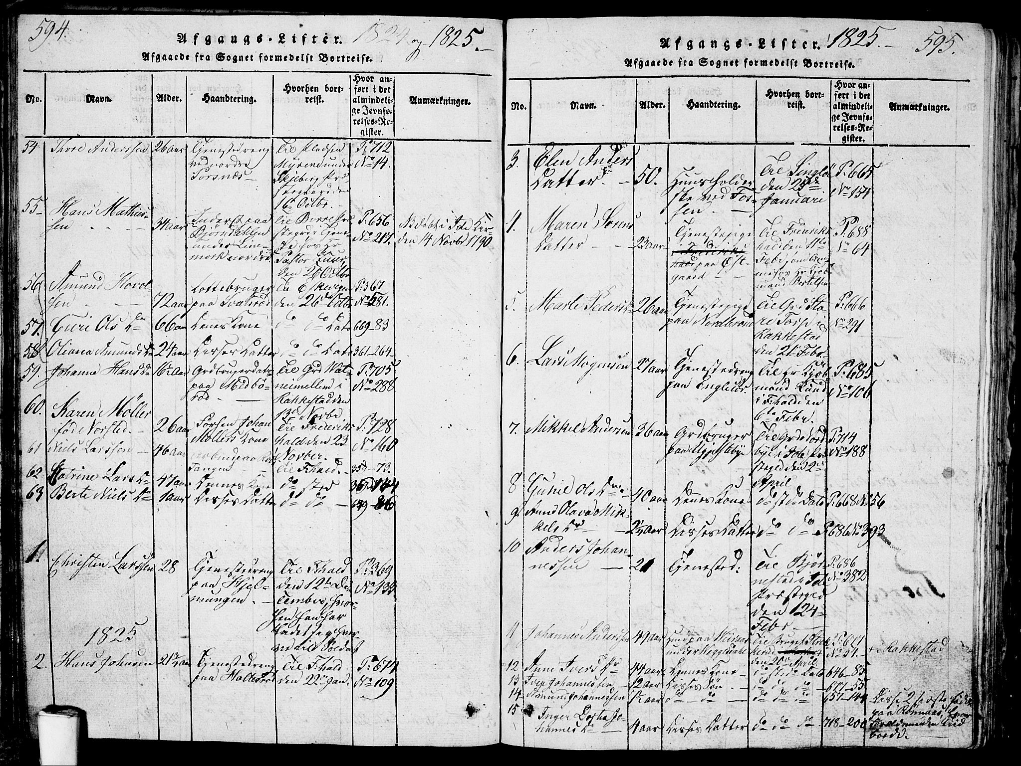Berg prestekontor Kirkebøker, SAO/A-10902/G/Ga/L0001: Parish register (copy) no. I 1, 1815-1832, p. 594-595