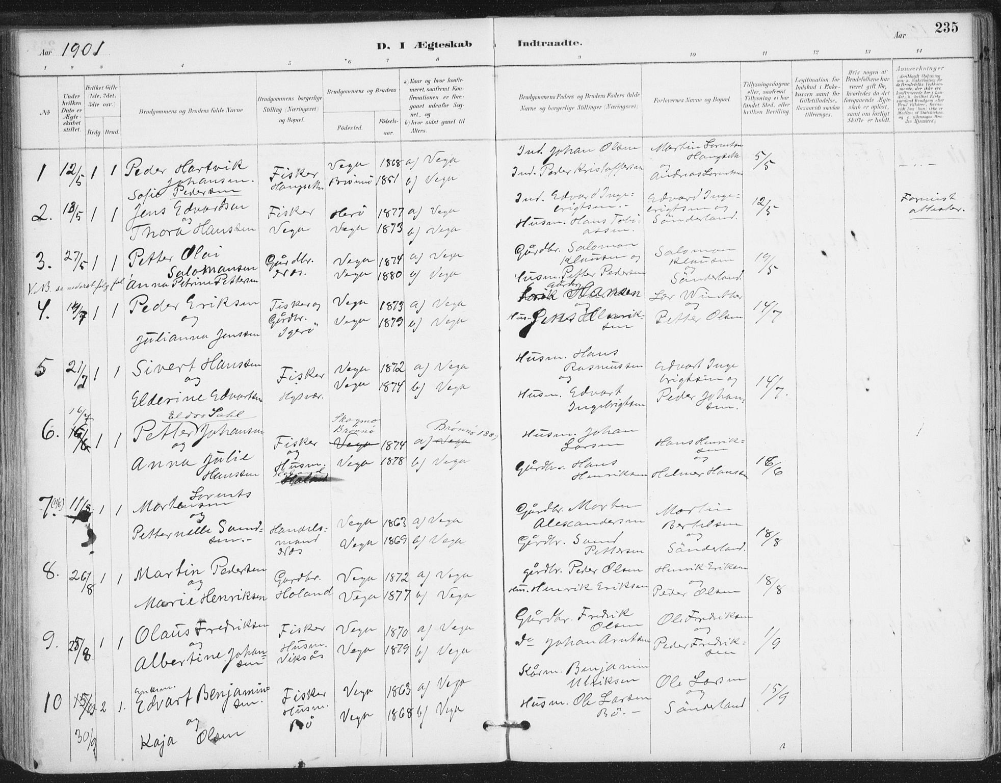 Ministerialprotokoller, klokkerbøker og fødselsregistre - Nordland, AV/SAT-A-1459/816/L0244: Parish register (official) no. 816A10, 1886-1903, p. 235