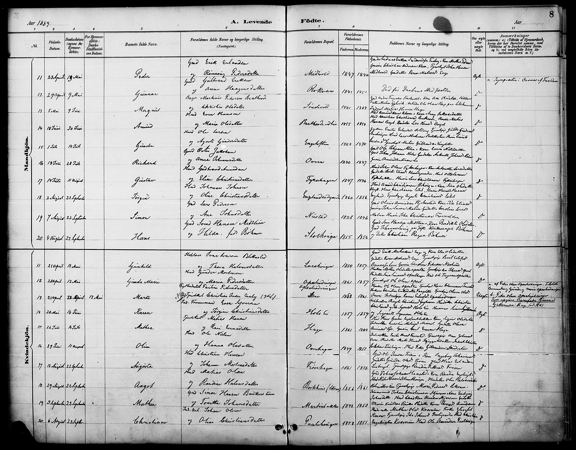 Østre Gausdal prestekontor, AV/SAH-PREST-092/H/Ha/Haa/L0002: Parish register (official) no. 2, 1887-1897, p. 8