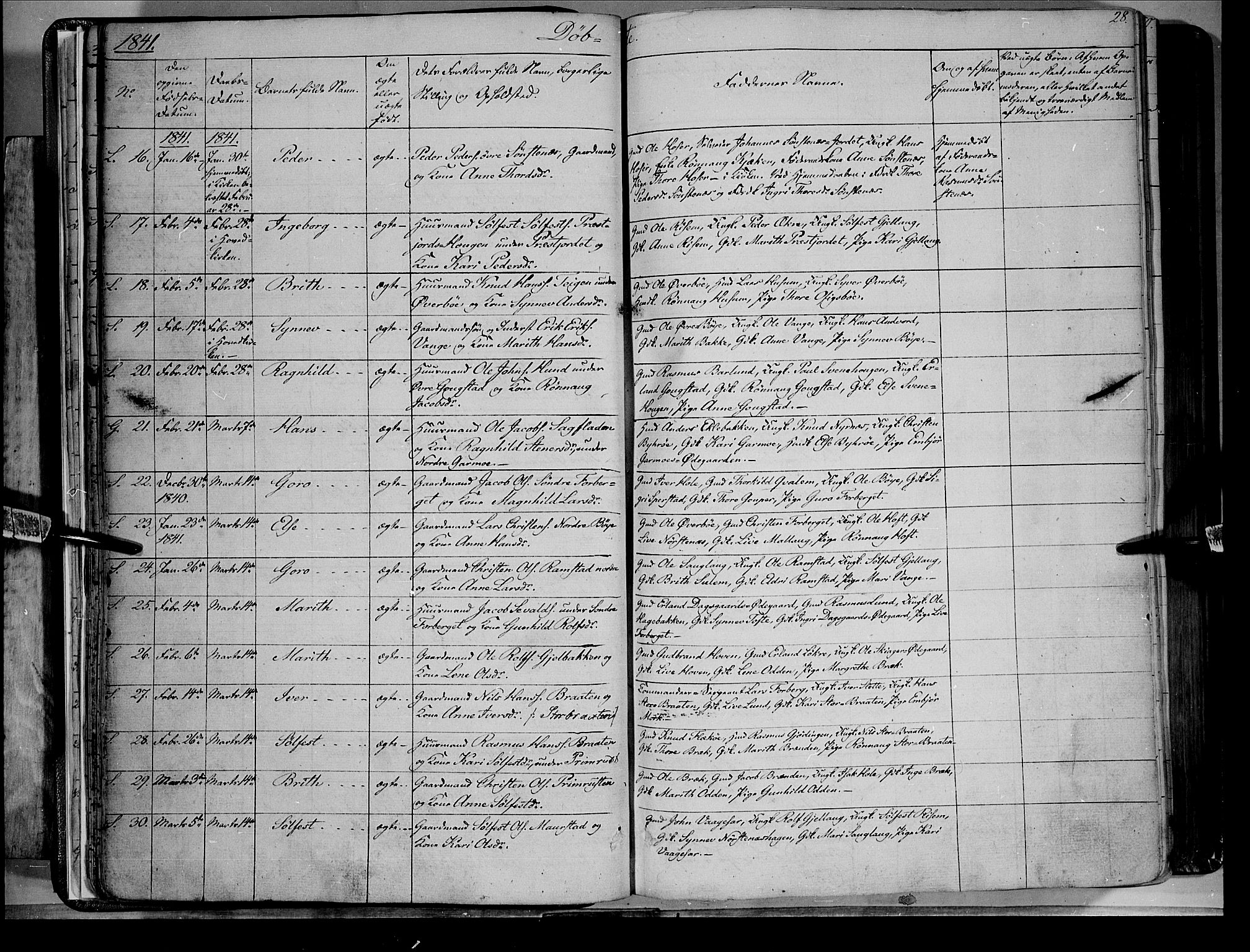 Lom prestekontor, SAH/PREST-070/K/L0006: Parish register (official) no. 6A, 1837-1863, p. 28