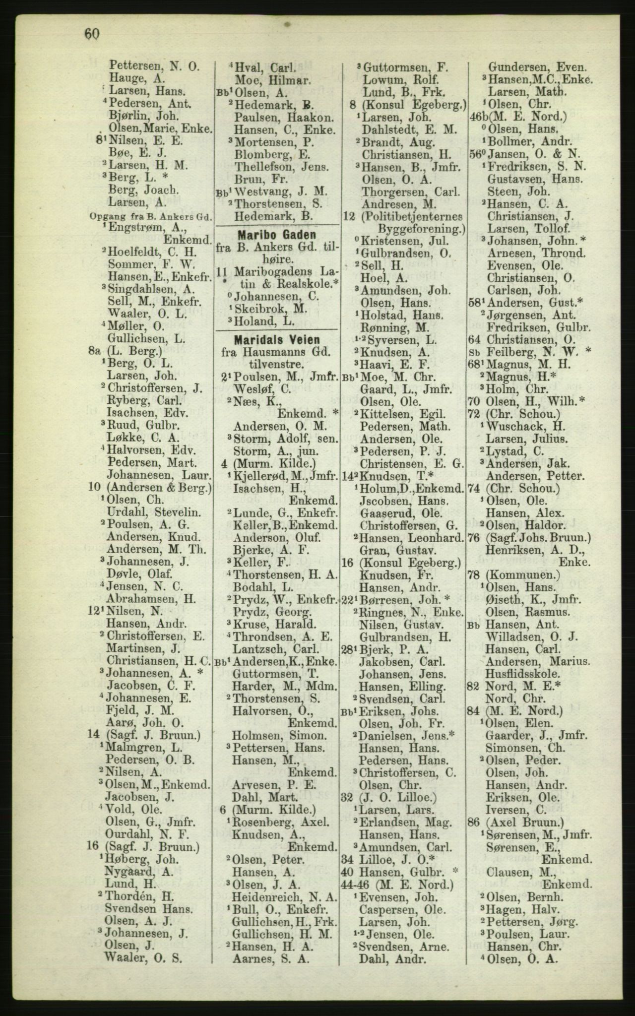 Kristiania/Oslo adressebok, PUBL/-, 1882, p. 60