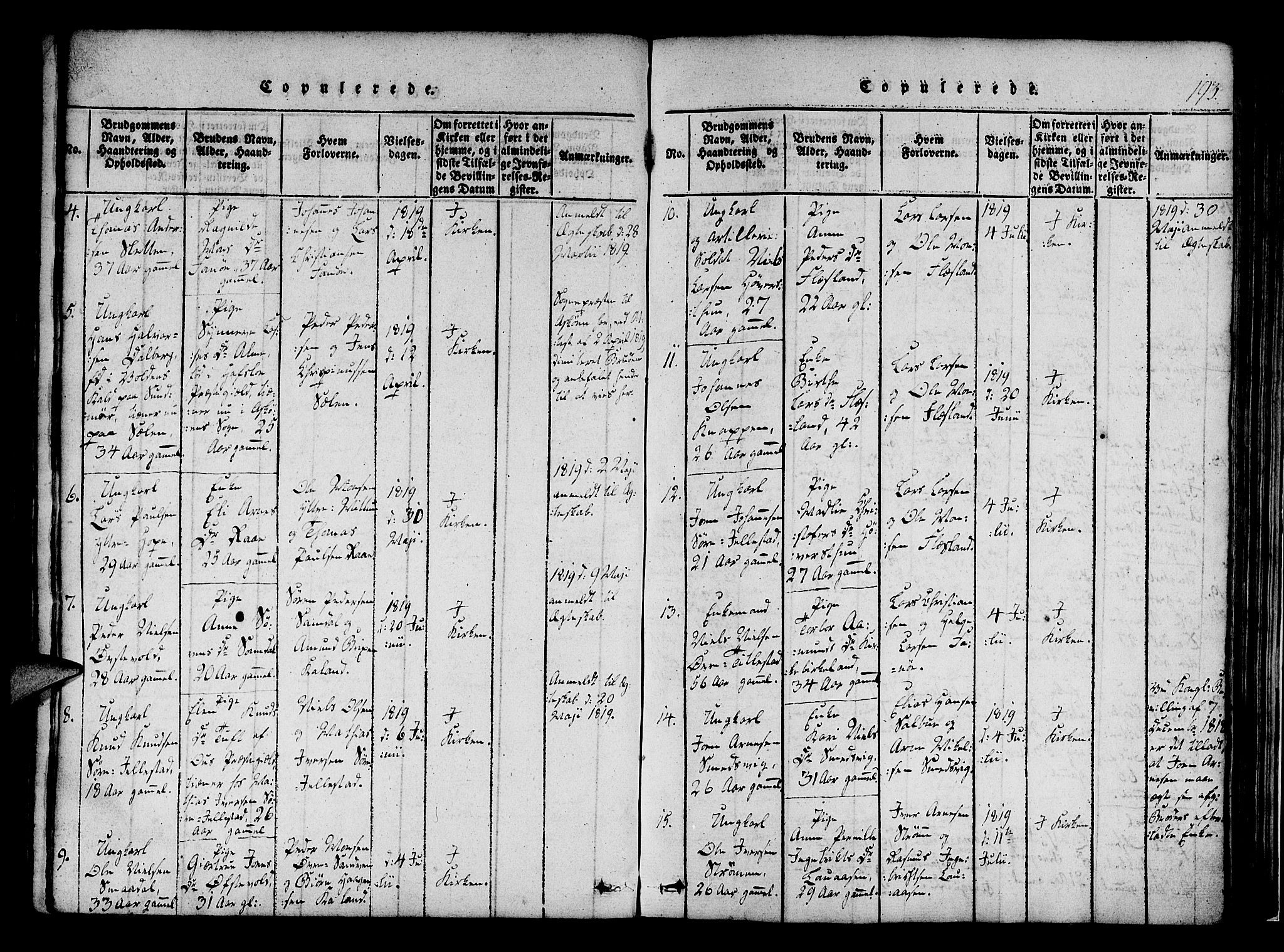 Fana Sokneprestembete, AV/SAB-A-75101/H/Haa/Haaa/L0007: Parish register (official) no. A 7, 1816-1828, p. 193