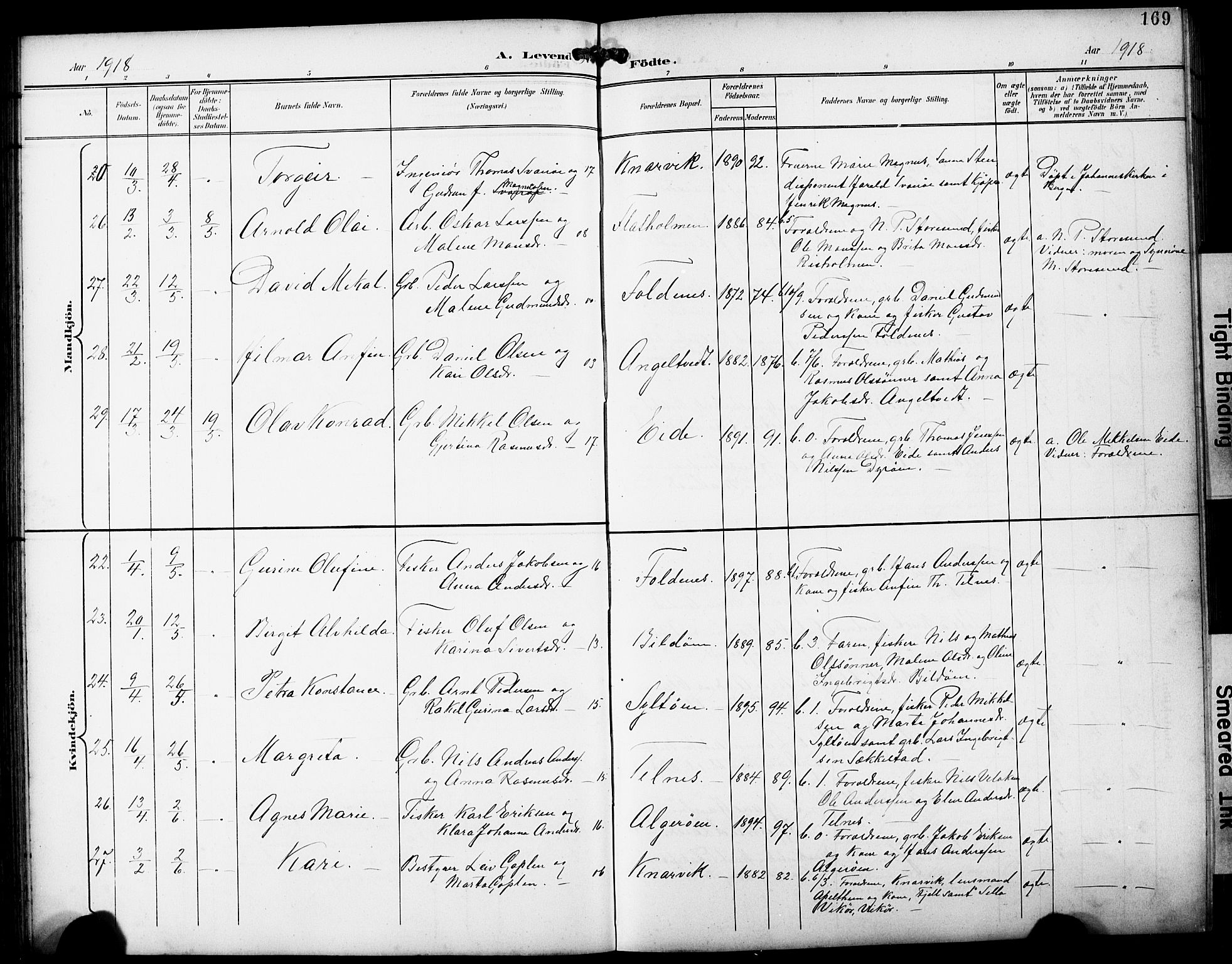 Fjell sokneprestembete, SAB/A-75301/H/Hab: Parish register (copy) no. A 5, 1899-1918, p. 169