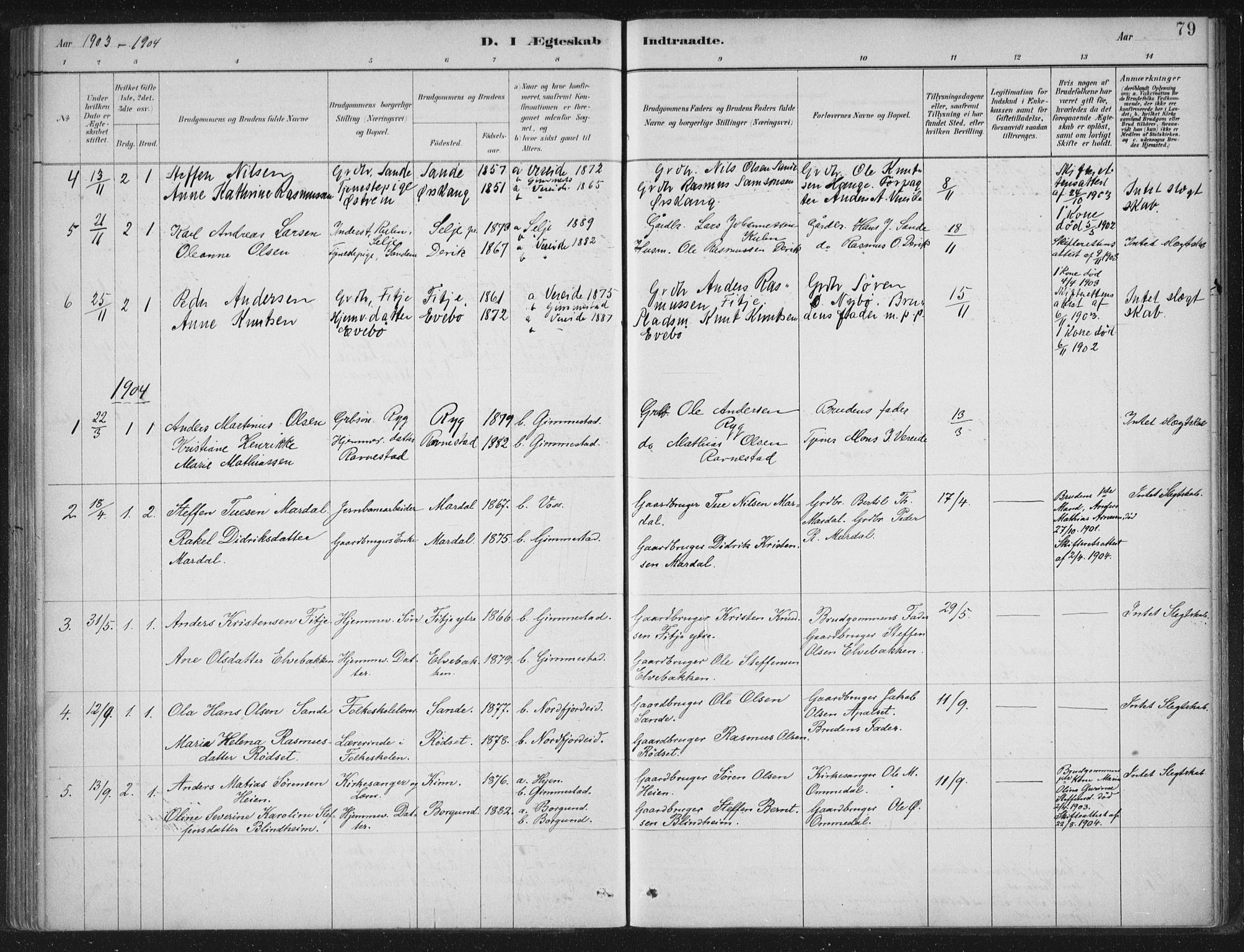 Gloppen sokneprestembete, SAB/A-80101/H/Haa/Haad/L0001: Parish register (official) no. D  1, 1885-1910, p. 79