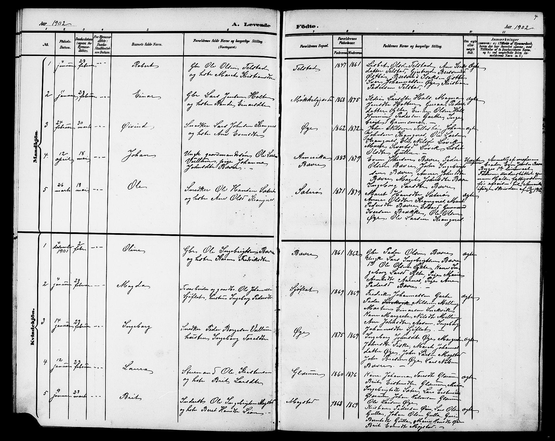 Ministerialprotokoller, klokkerbøker og fødselsregistre - Møre og Romsdal, AV/SAT-A-1454/595/L1053: Parish register (copy) no. 595C05, 1901-1919, p. 4