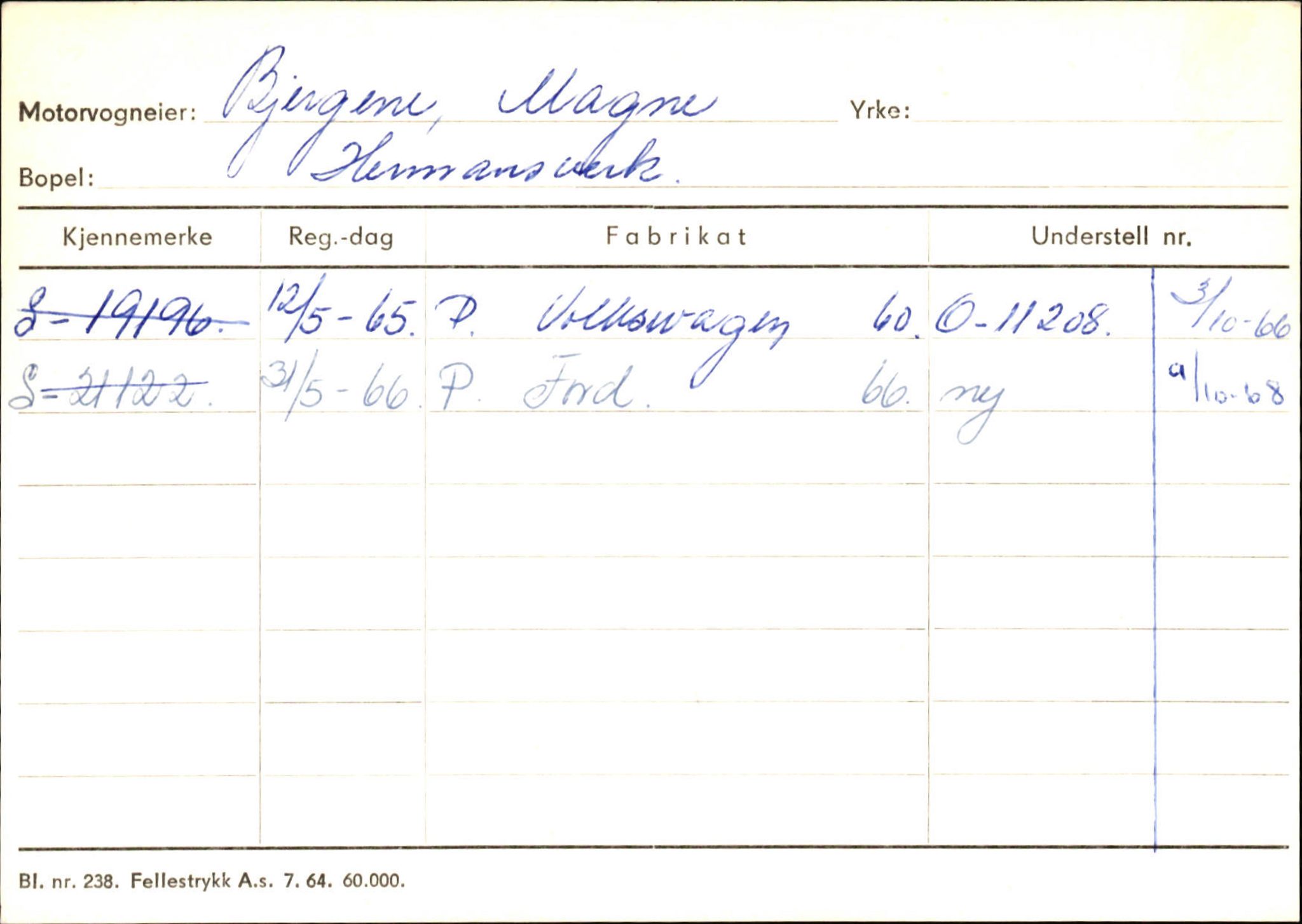 Statens vegvesen, Sogn og Fjordane vegkontor, SAB/A-5301/4/F/L0126: Eigarregister Fjaler M-Å. Leikanger A-Å, 1945-1975, p. 852