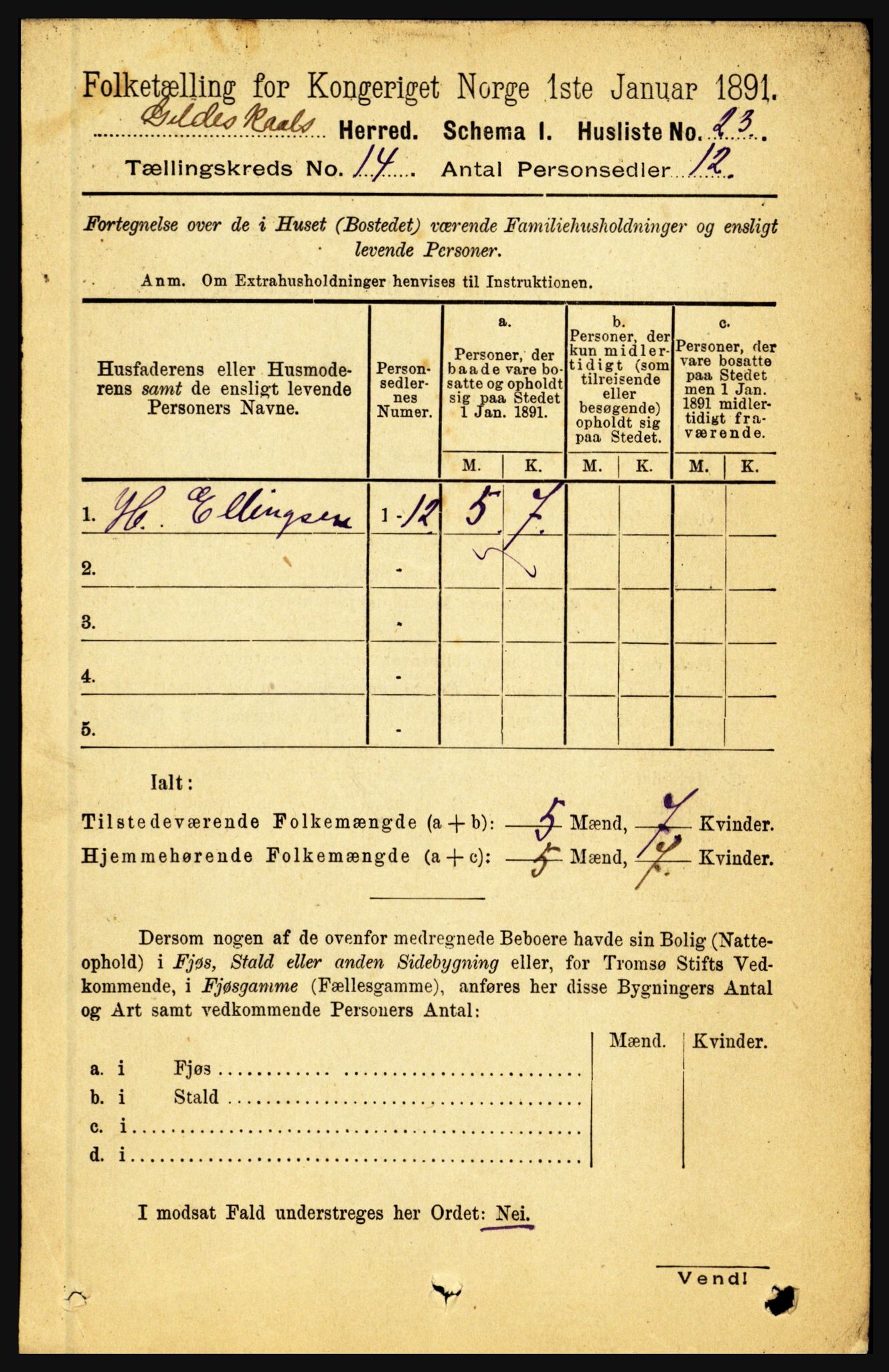 RA, 1891 census for 1838 Gildeskål, 1891, p. 4321