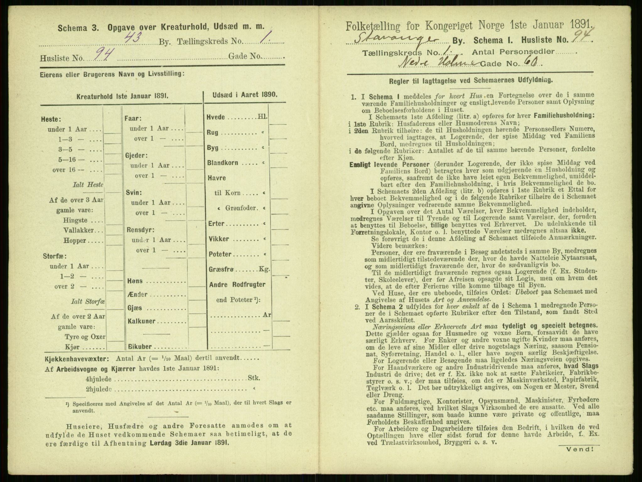 RA, 1891 census for 1103 Stavanger, 1891, p. 257