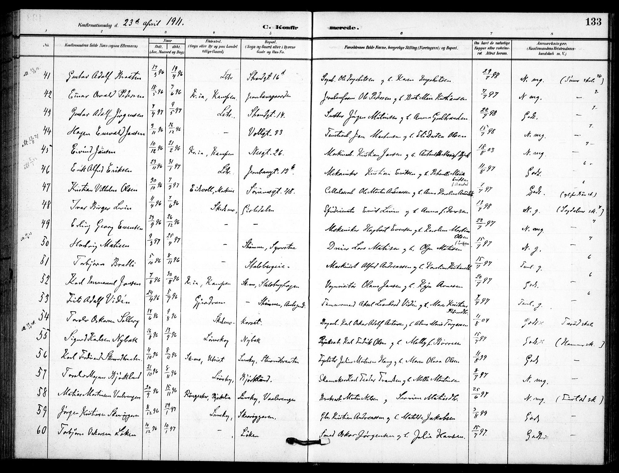 Skedsmo prestekontor Kirkebøker, AV/SAO-A-10033a/F/Fc/L0001: Parish register (official) no. III 1, 1908-1916, p. 133