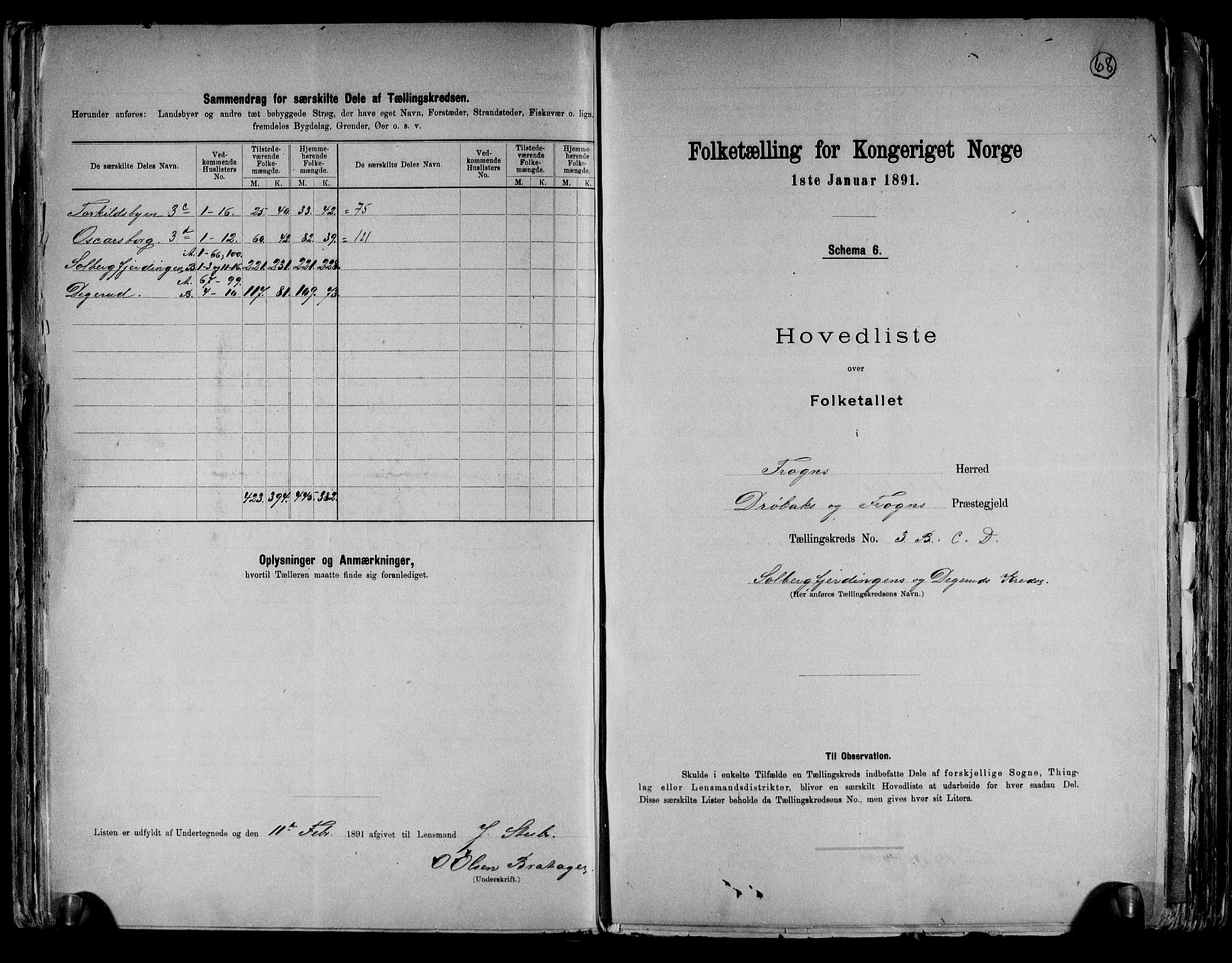 RA, 1891 census for 0215 Frogn, 1891, p. 12