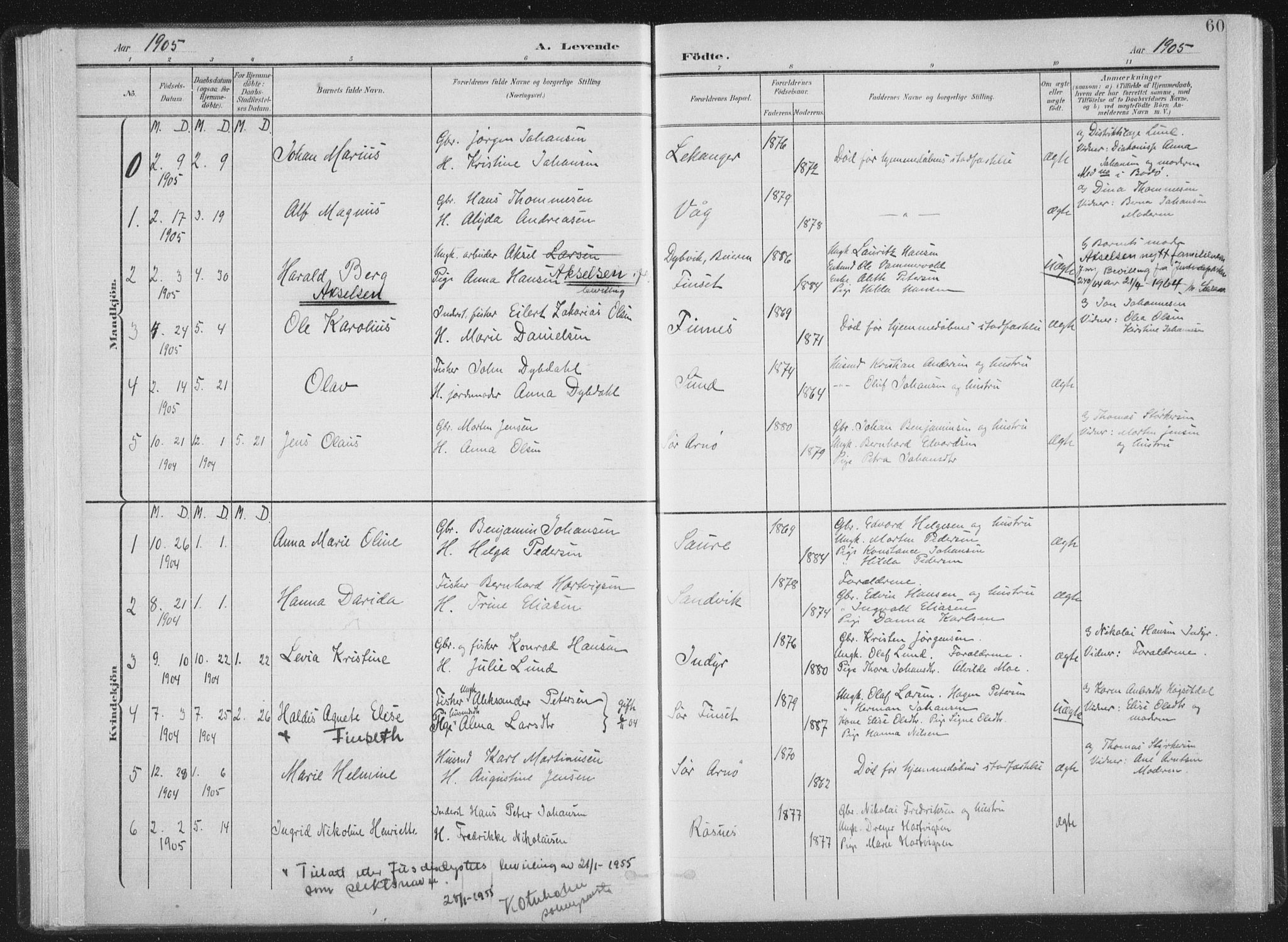 Ministerialprotokoller, klokkerbøker og fødselsregistre - Nordland, AV/SAT-A-1459/805/L0102: Parish register (official) no. 805A08I, 1900-1909, p. 60