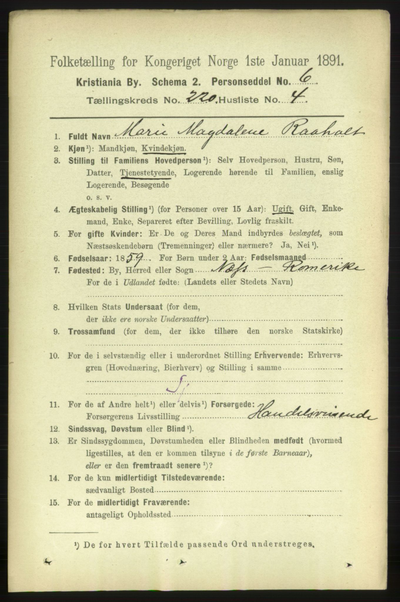 RA, 1891 census for 0301 Kristiania, 1891, p. 130720