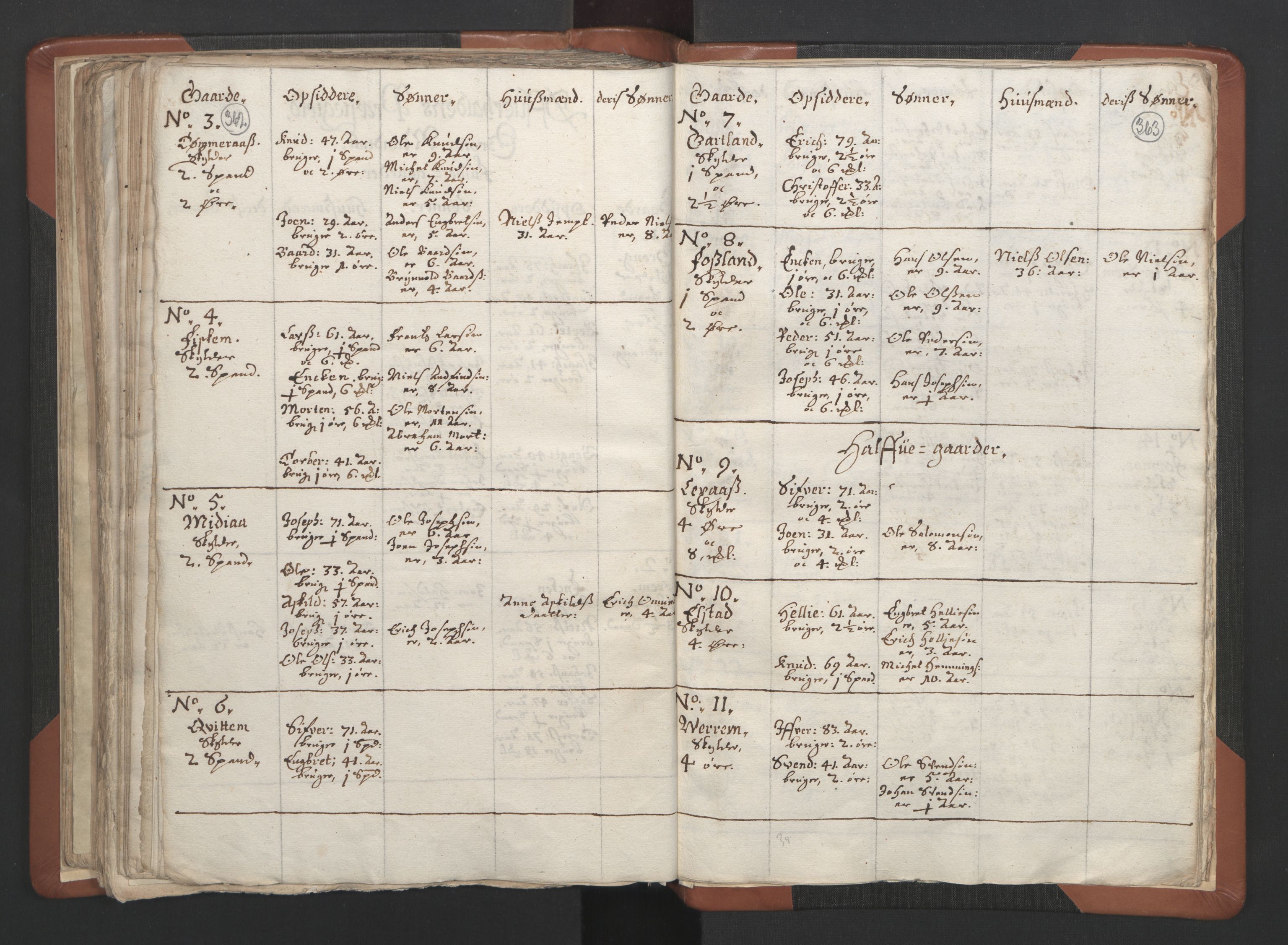 RA, Vicar's Census 1664-1666, no. 34: Namdal deanery, 1664-1666, p. 362-363