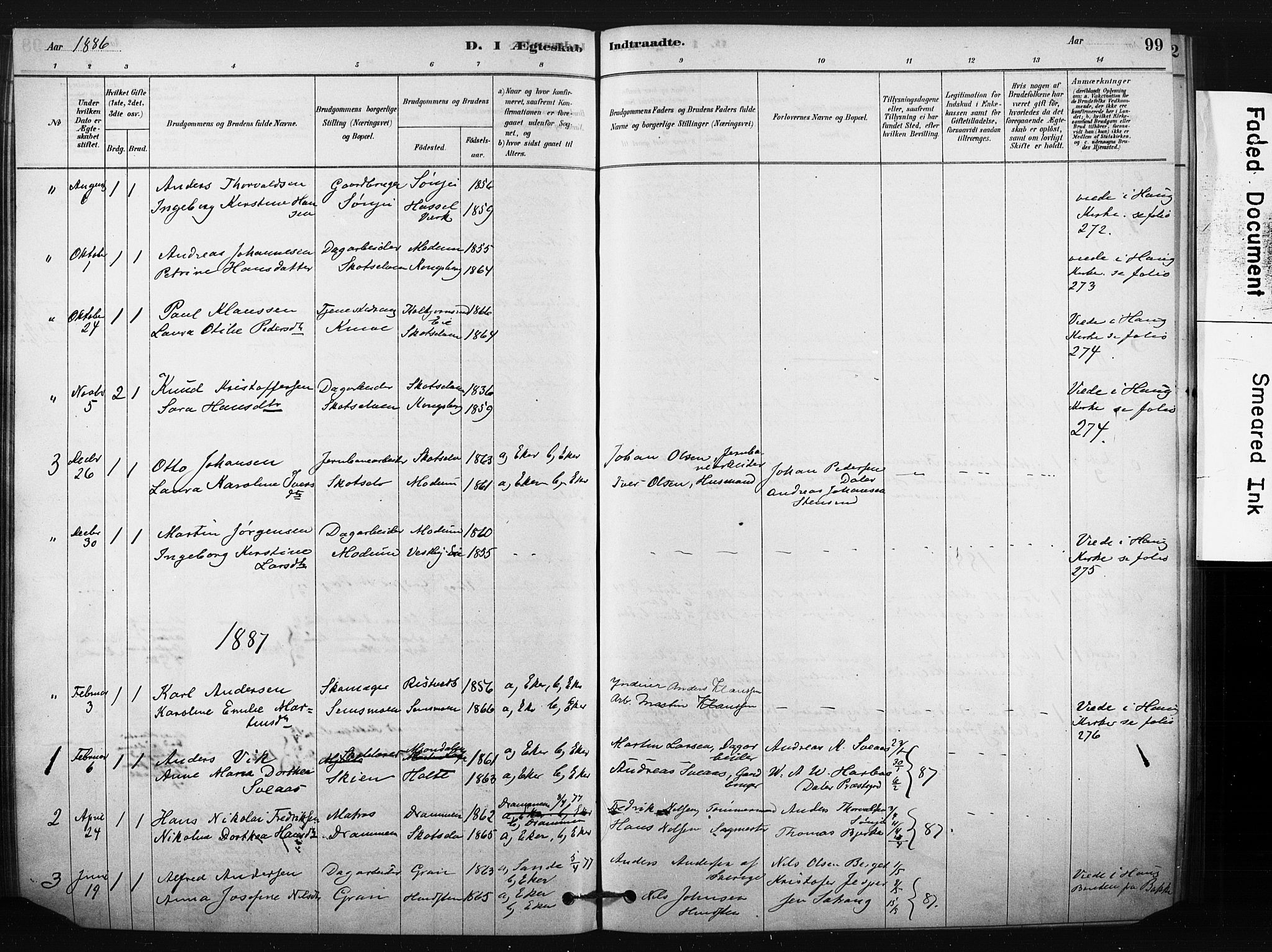 Eiker kirkebøker, SAKO/A-4/F/Fc/L0001: Parish register (official) no. III 1, 1878-1889, p. 99
