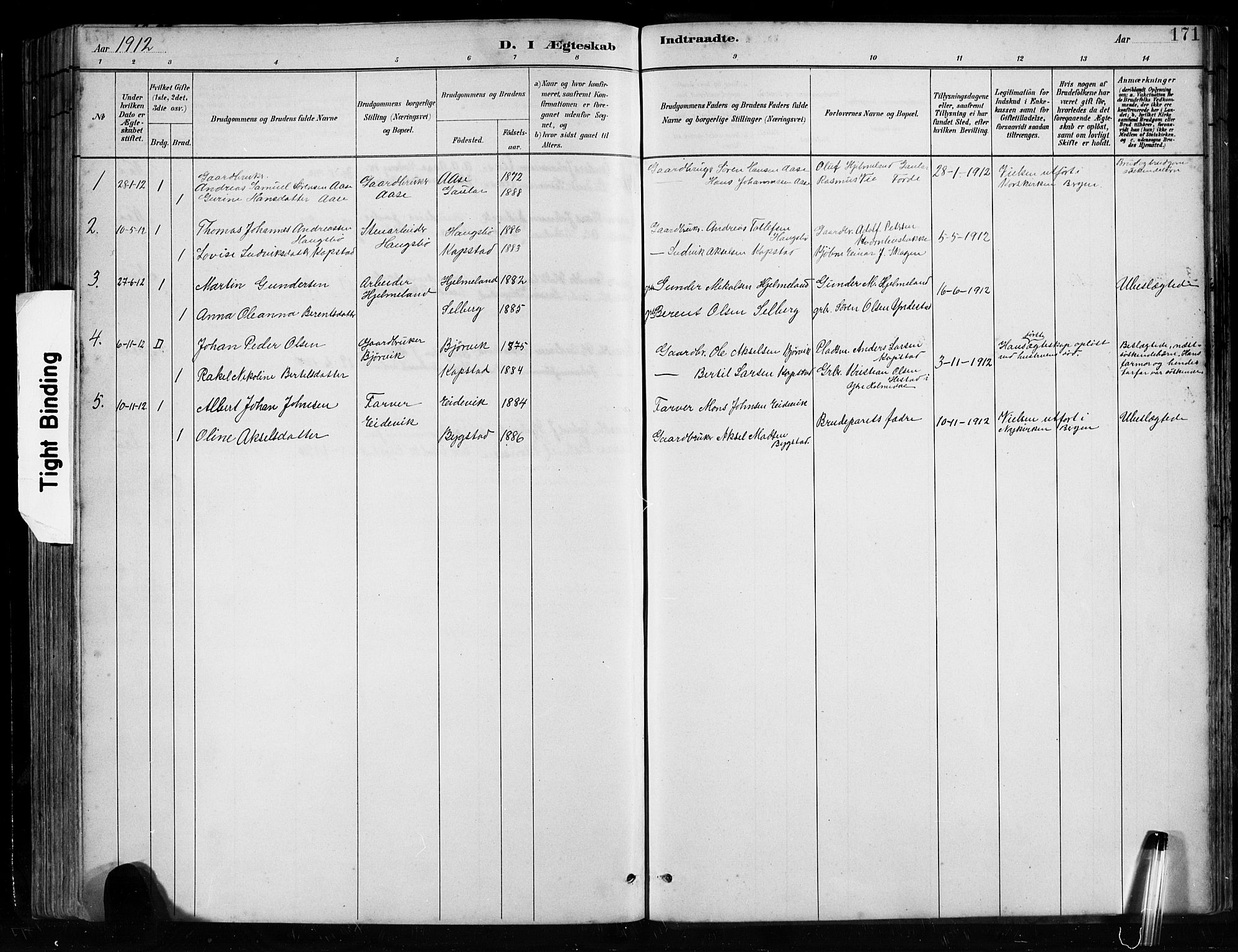 Gaular sokneprestembete, SAB/A-80001/H/Hab: Parish register (copy) no. B 3, 1882-1913, p. 171
