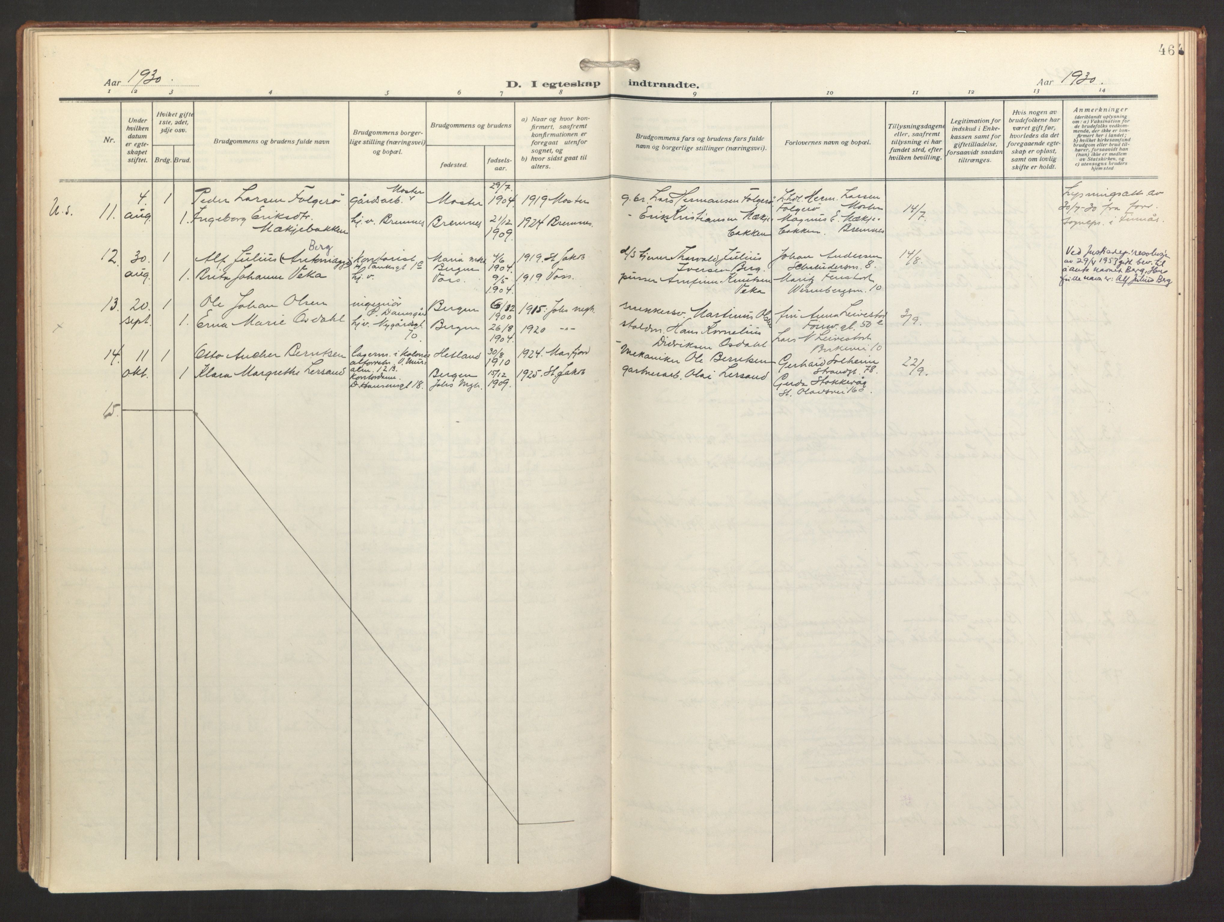 St. Jacob sokneprestembete, AV/SAB-A-78001/H/Haa/L0005: Parish register (official) no. C 1, 1917-1951, p. 46