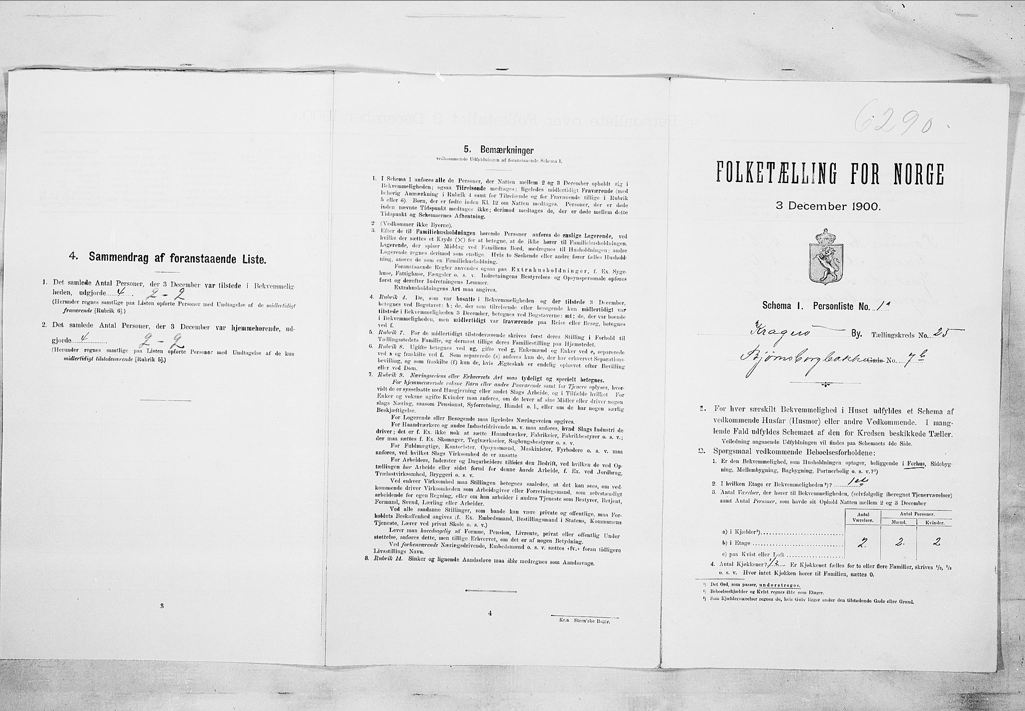 SAKO, 1900 census for Kragerø, 1900, p. 3017