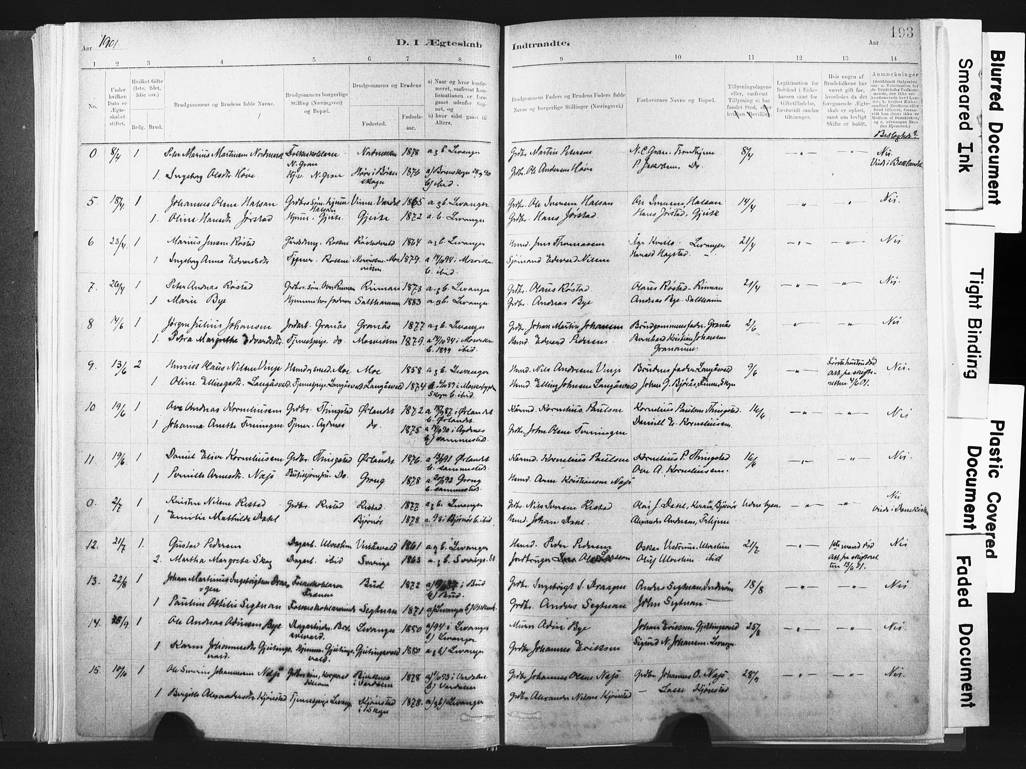 Ministerialprotokoller, klokkerbøker og fødselsregistre - Nord-Trøndelag, SAT/A-1458/721/L0207: Parish register (official) no. 721A02, 1880-1911, p. 193