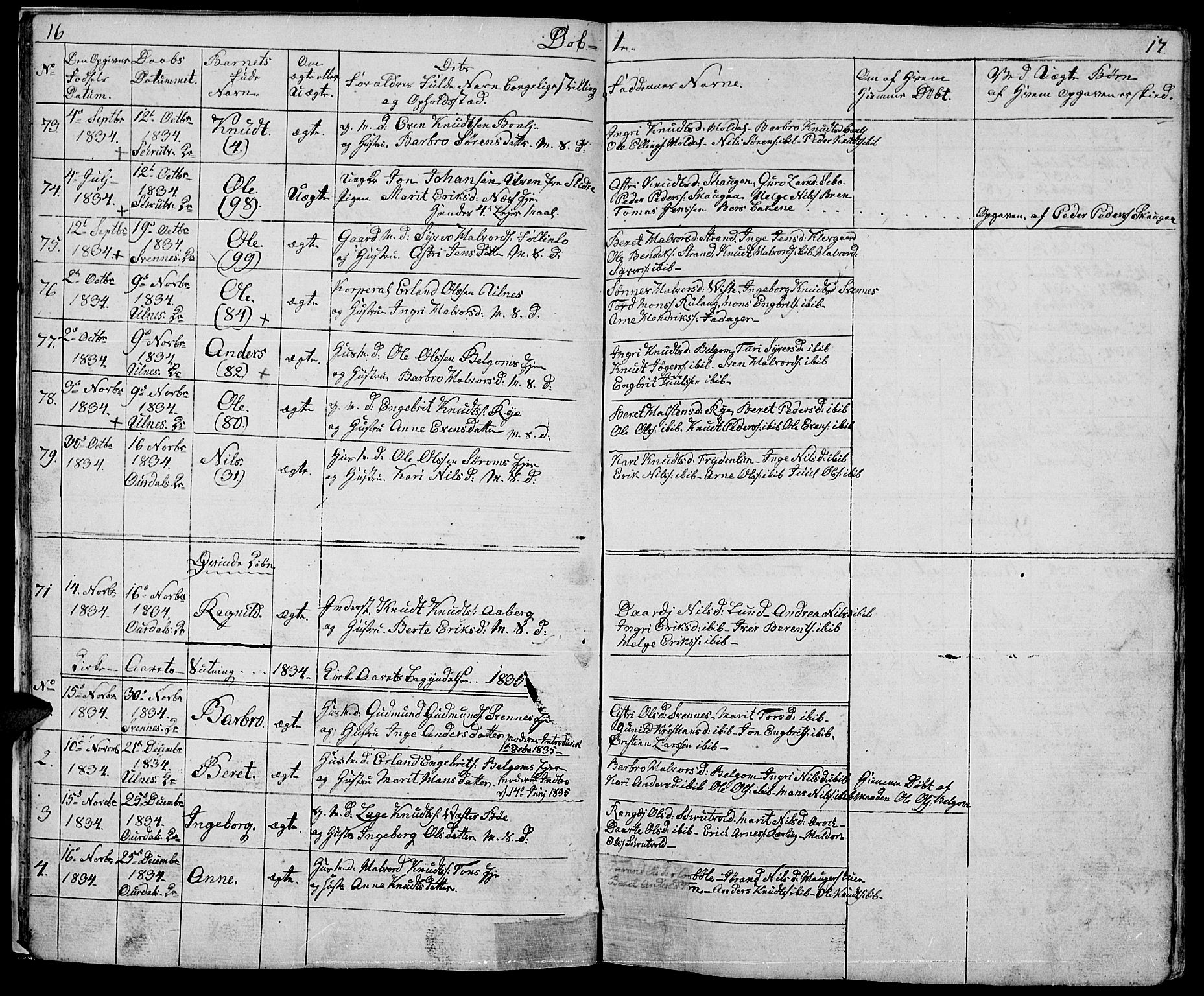 Nord-Aurdal prestekontor, SAH/PREST-132/H/Ha/Hab/L0001: Parish register (copy) no. 1, 1834-1887, p. 16-17