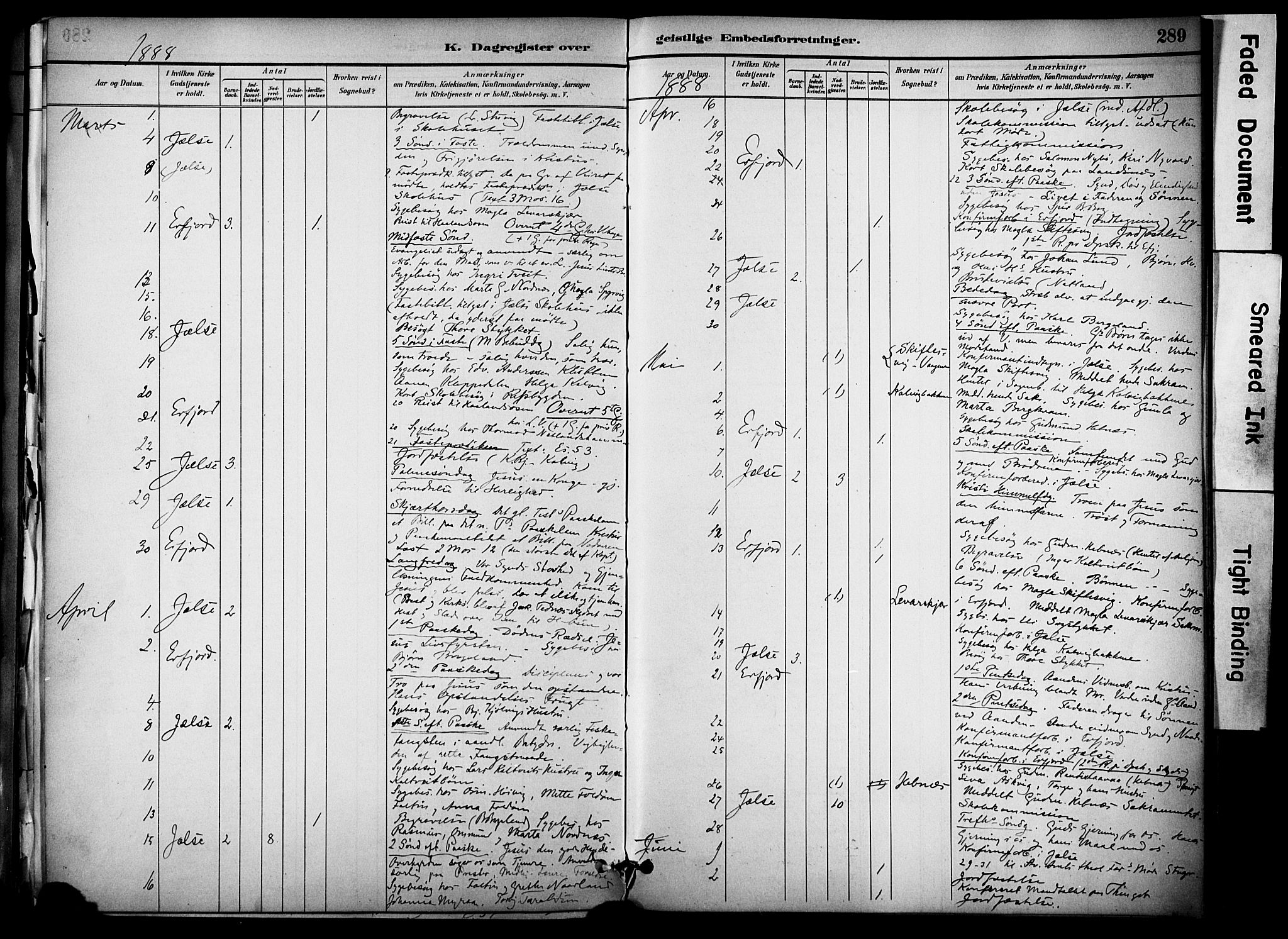 Jelsa sokneprestkontor, AV/SAST-A-101842/01/IV: Parish register (official) no. A 10, 1884-1906, p. 289