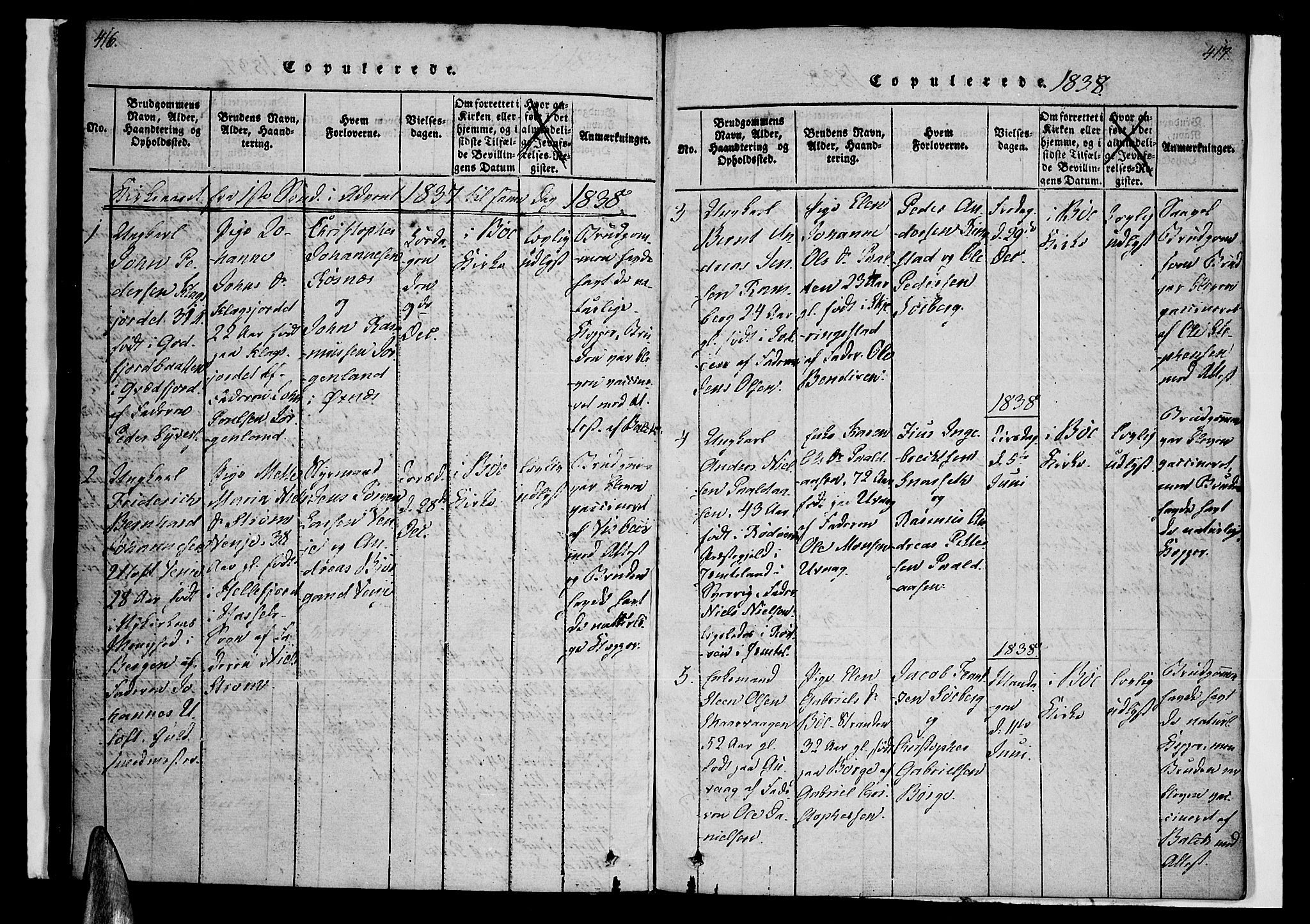 Ministerialprotokoller, klokkerbøker og fødselsregistre - Nordland, SAT/A-1459/891/L1298: Parish register (official) no. 891A03, 1820-1840, p. 416-417