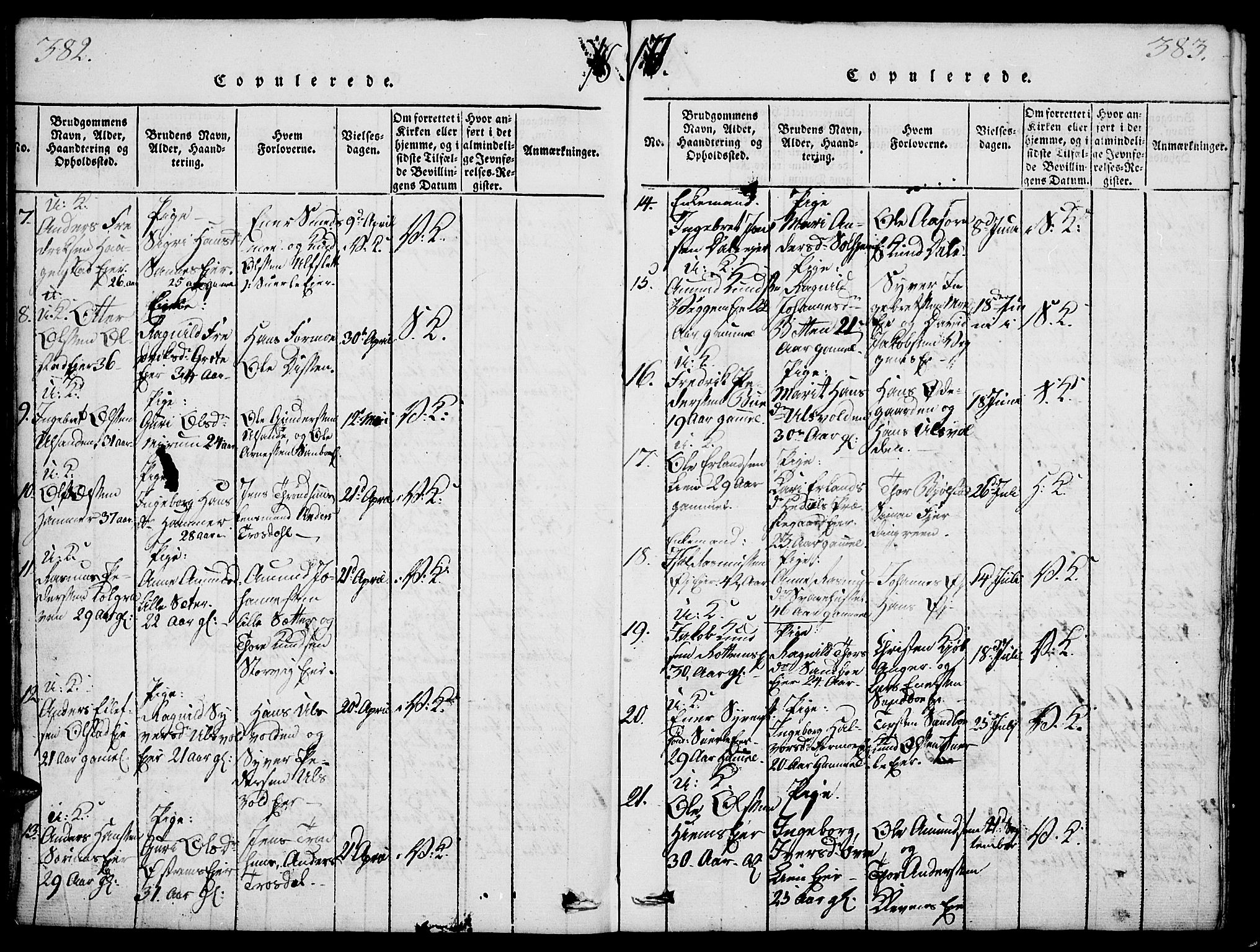 Vågå prestekontor, SAH/PREST-076/H/Ha/Haa/L0003: Parish register (official) no. 3, 1815-1827, p. 382-383