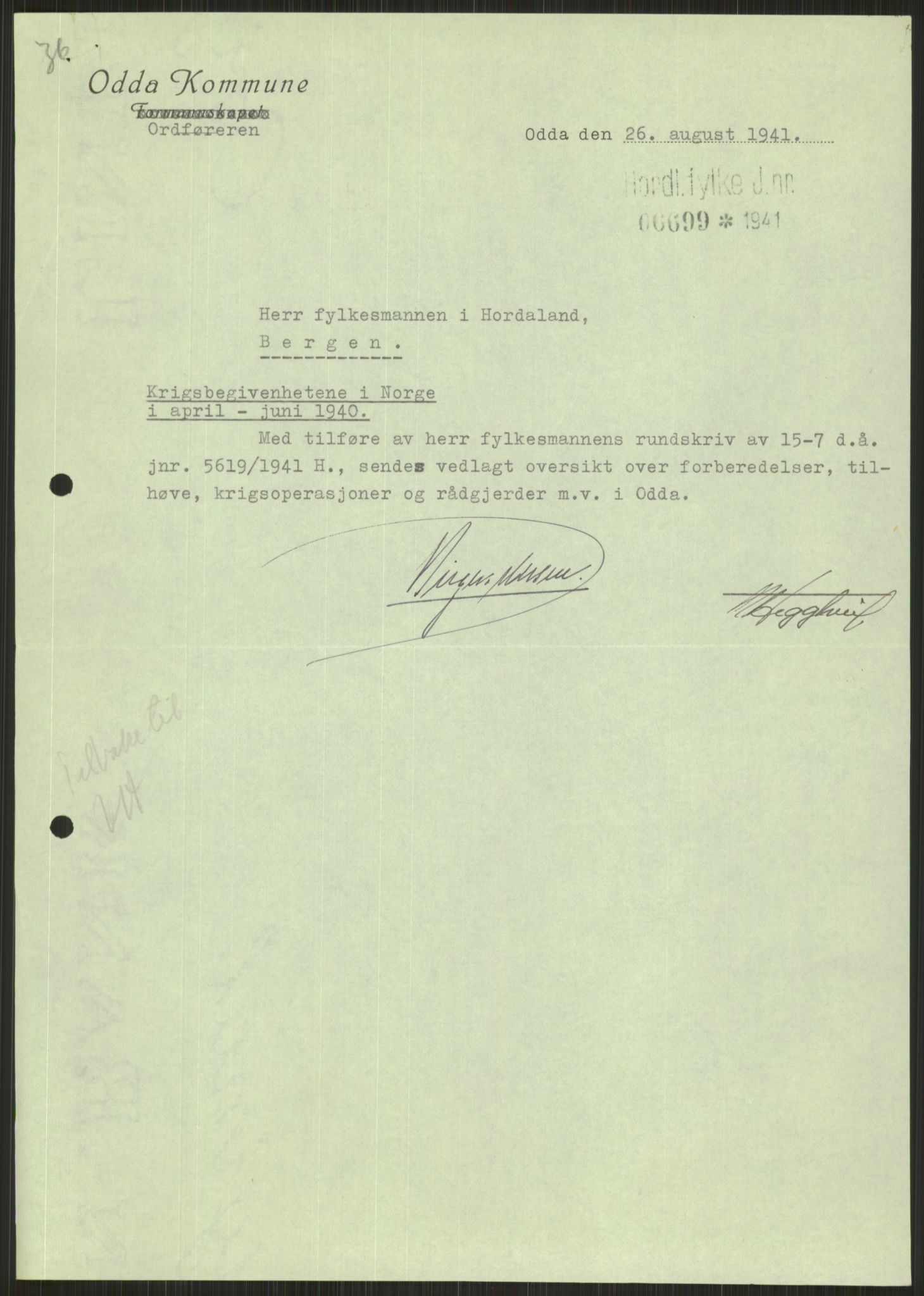 Forsvaret, Forsvarets krigshistoriske avdeling, AV/RA-RAFA-2017/Y/Ya/L0015: II-C-11-31 - Fylkesmenn.  Rapporter om krigsbegivenhetene 1940., 1940, p. 385