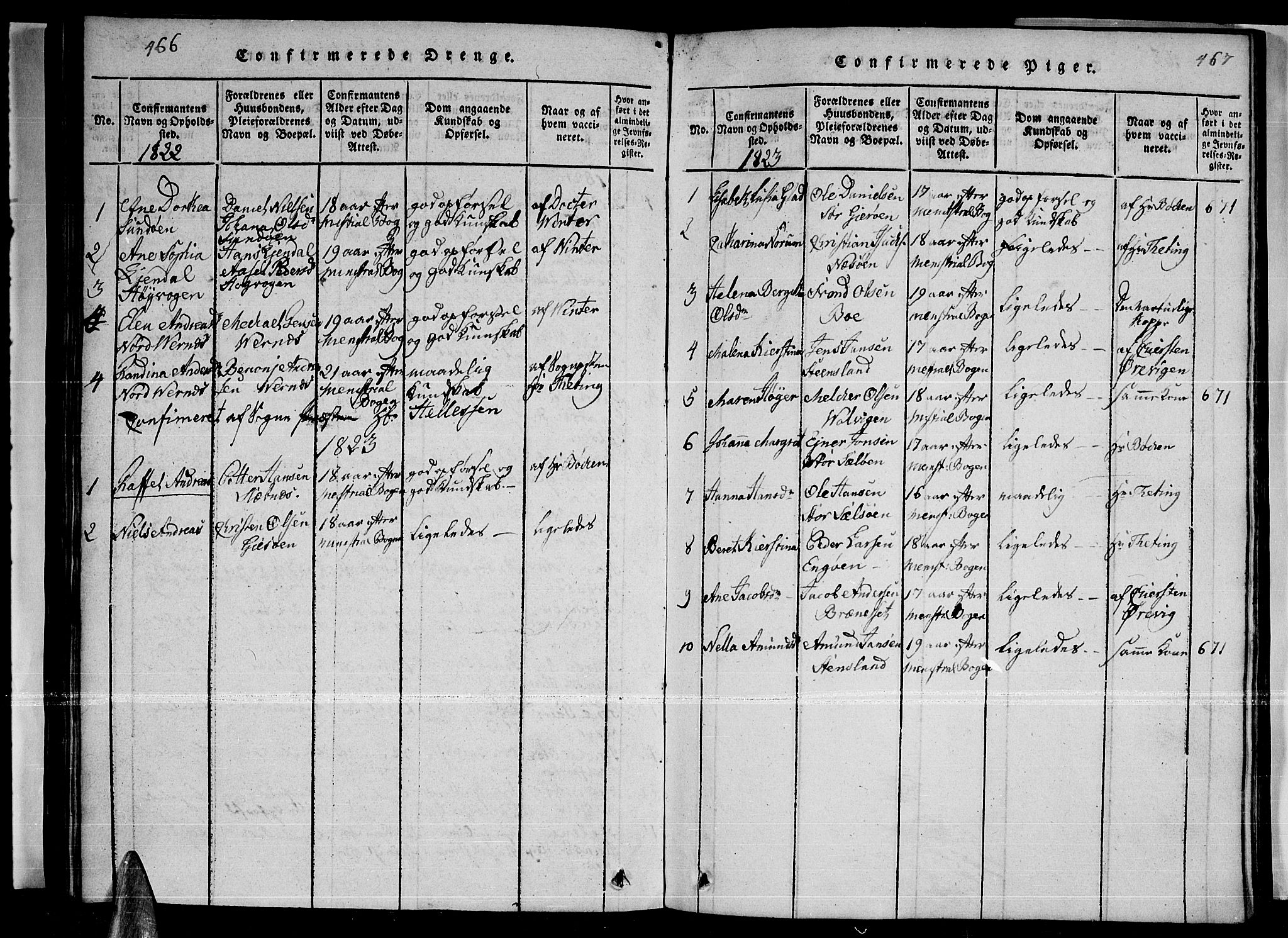 Ministerialprotokoller, klokkerbøker og fødselsregistre - Nordland, SAT/A-1459/841/L0593: Parish register (official) no. 841A04 /1, 1820-1825, p. 466-467