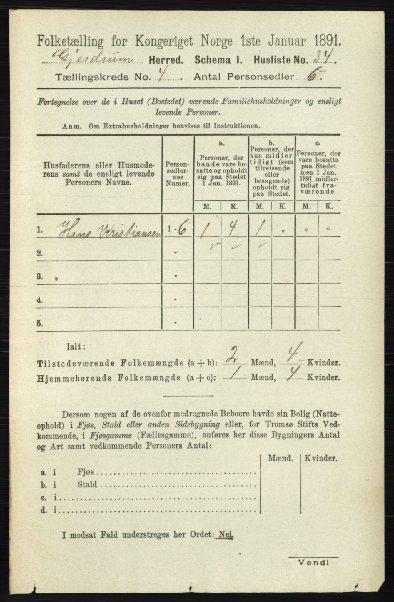 RA, 1891 census for 0234 Gjerdrum, 1891, p. 1783