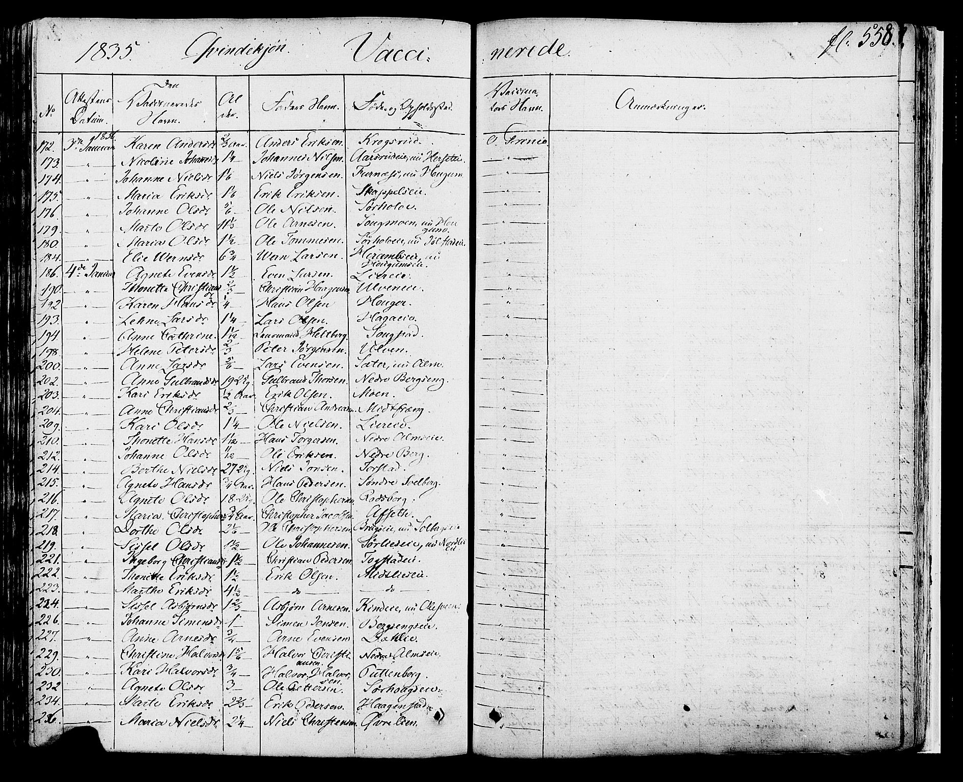 Ringsaker prestekontor, SAH/PREST-014/K/Ka/L0007: Parish register (official) no. 7B, 1826-1837, p. 558