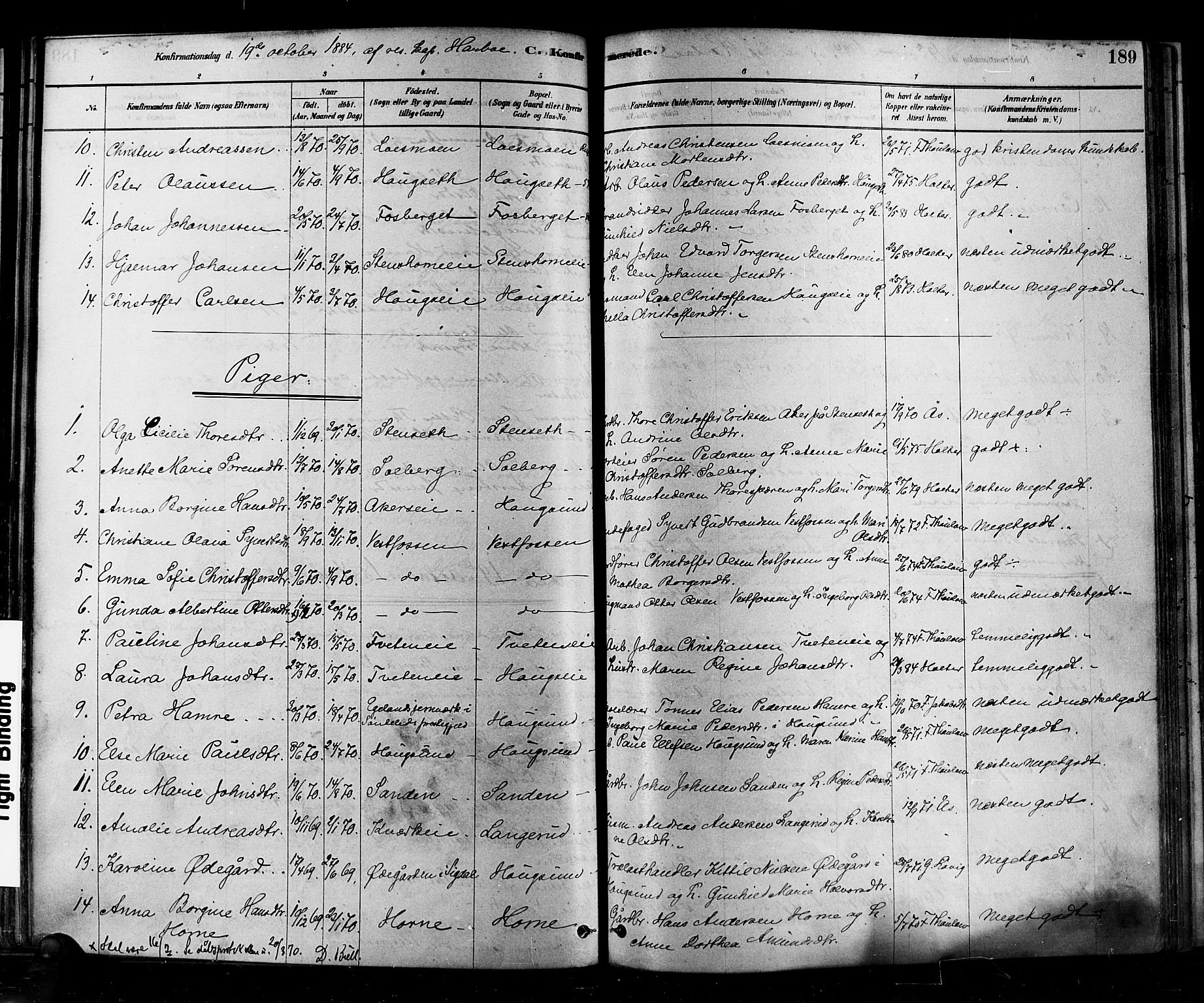 Eiker kirkebøker, SAKO/A-4/F/Fb/L0001: Parish register (official) no. II 1, 1878-1888, p. 189