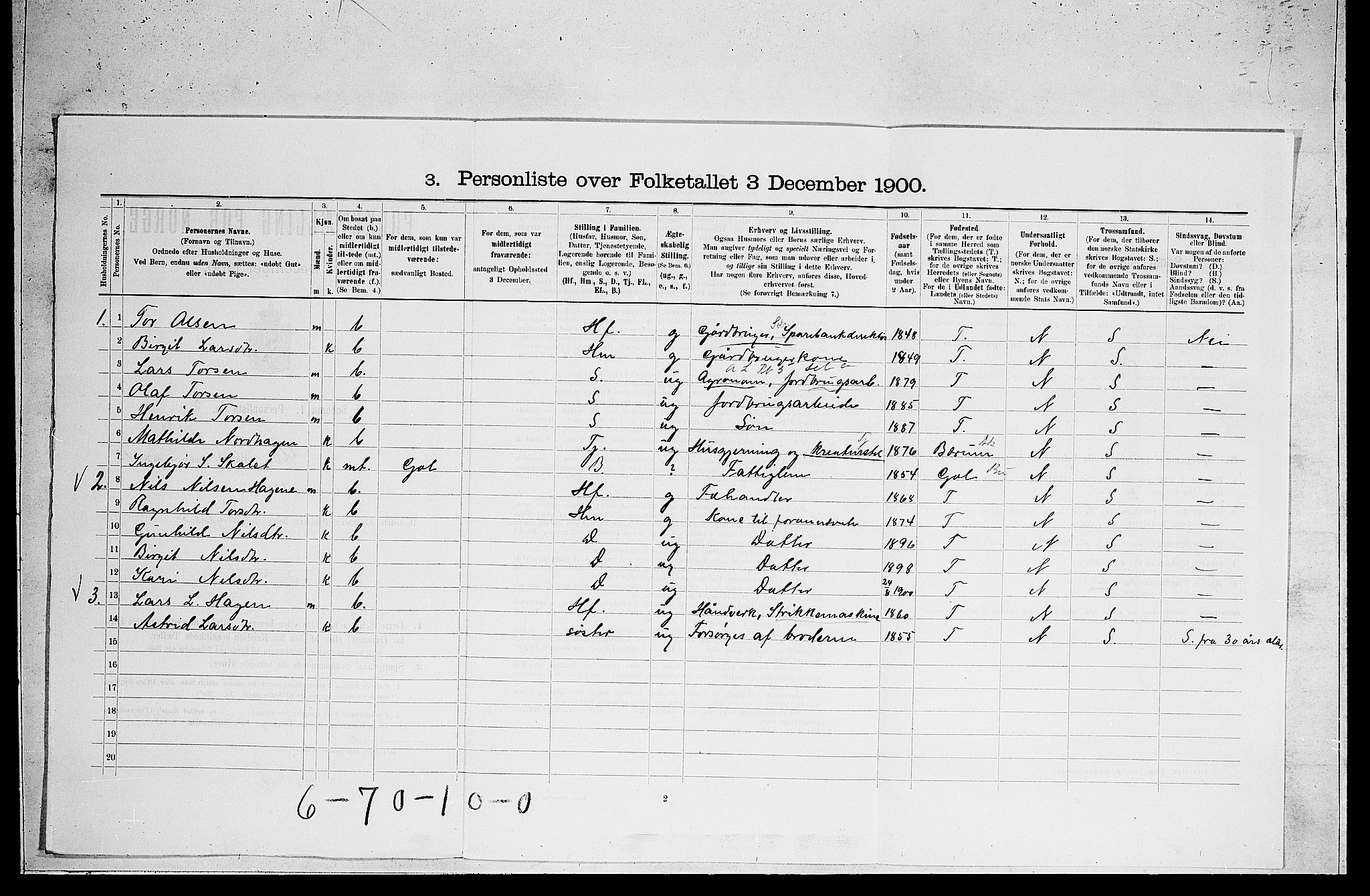 RA, 1900 census for Ål, 1900, p. 1013