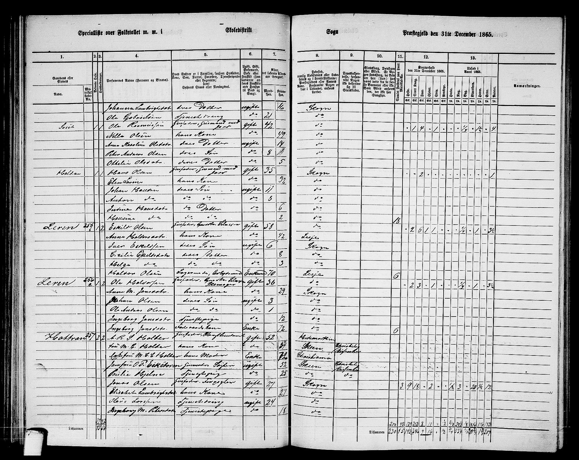 RA, 1865 census for Skogn, 1865, p. 92