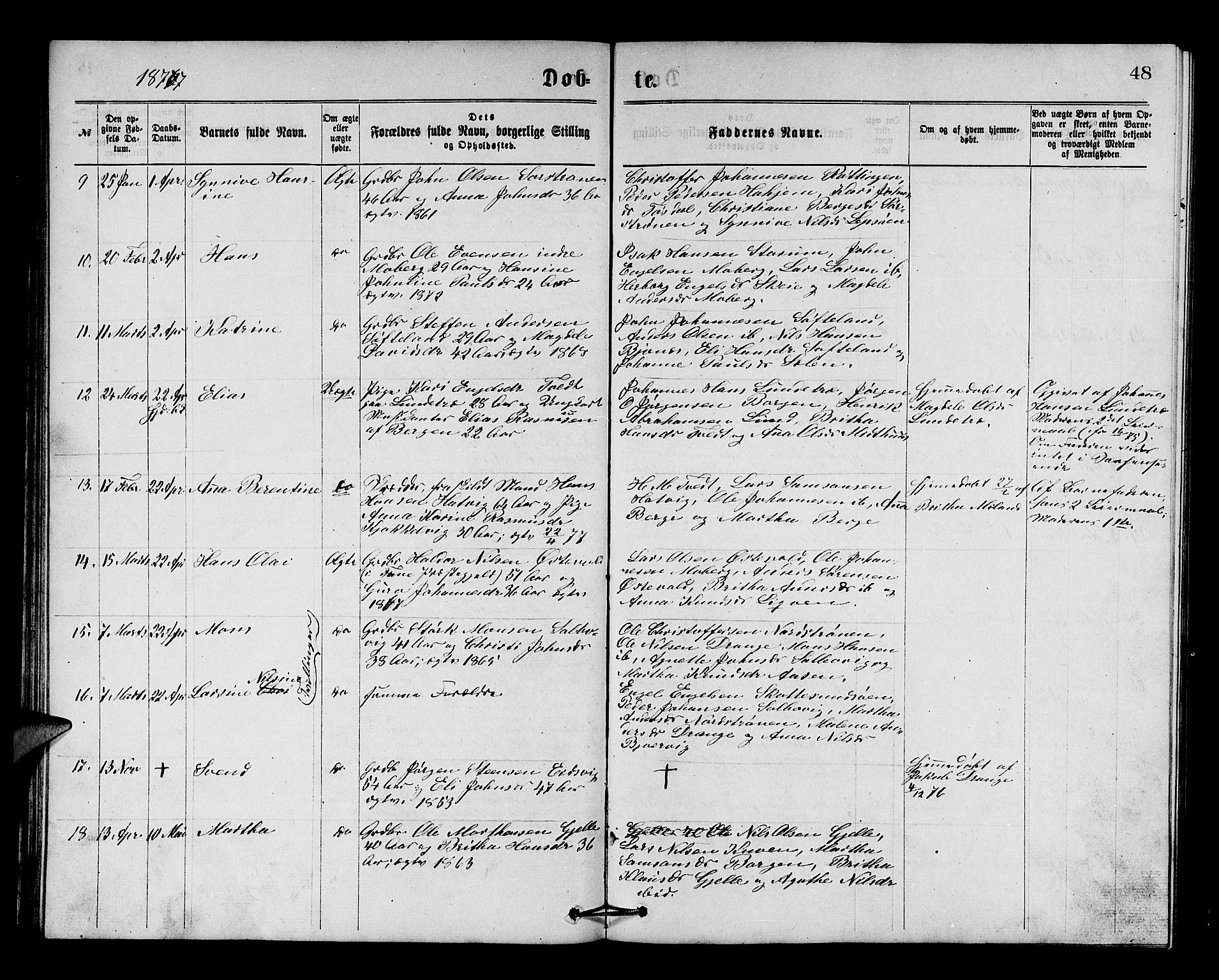 Os sokneprestembete, SAB/A-99929: Parish register (copy) no. A 1, 1869-1879, p. 48