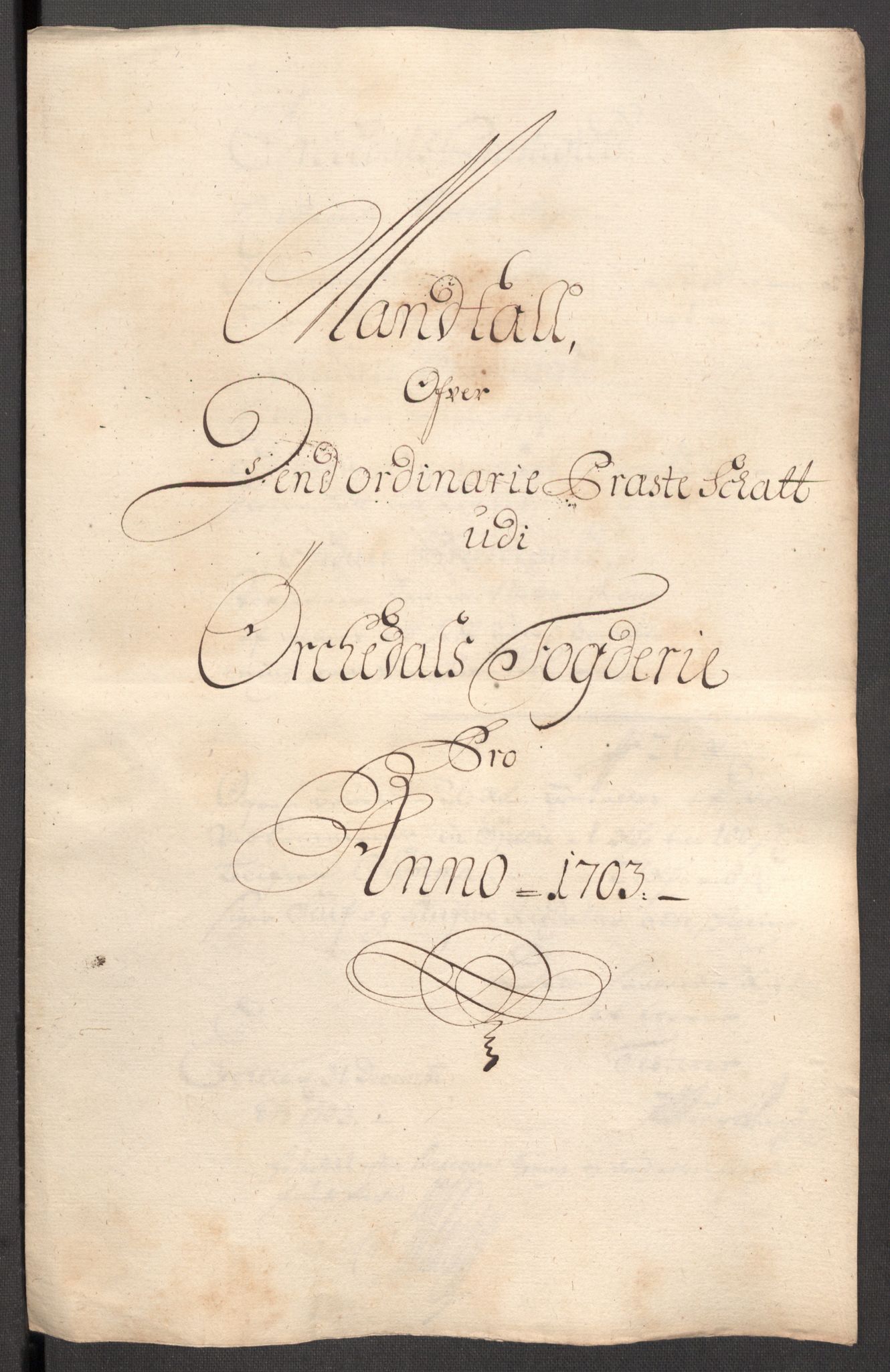 Rentekammeret inntil 1814, Reviderte regnskaper, Fogderegnskap, AV/RA-EA-4092/R60/L3953: Fogderegnskap Orkdal og Gauldal, 1703, p. 168