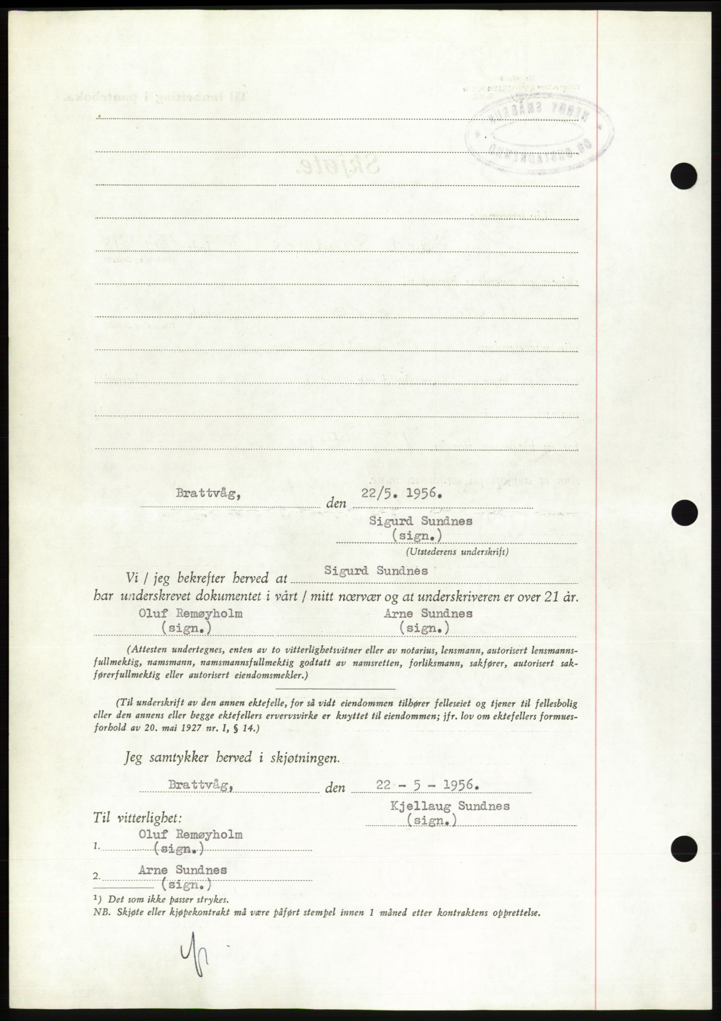 Søre Sunnmøre sorenskriveri, AV/SAT-A-4122/1/2/2C/L0105: Mortgage book no. 31A, 1956-1957, Diary no: : 2717/1956