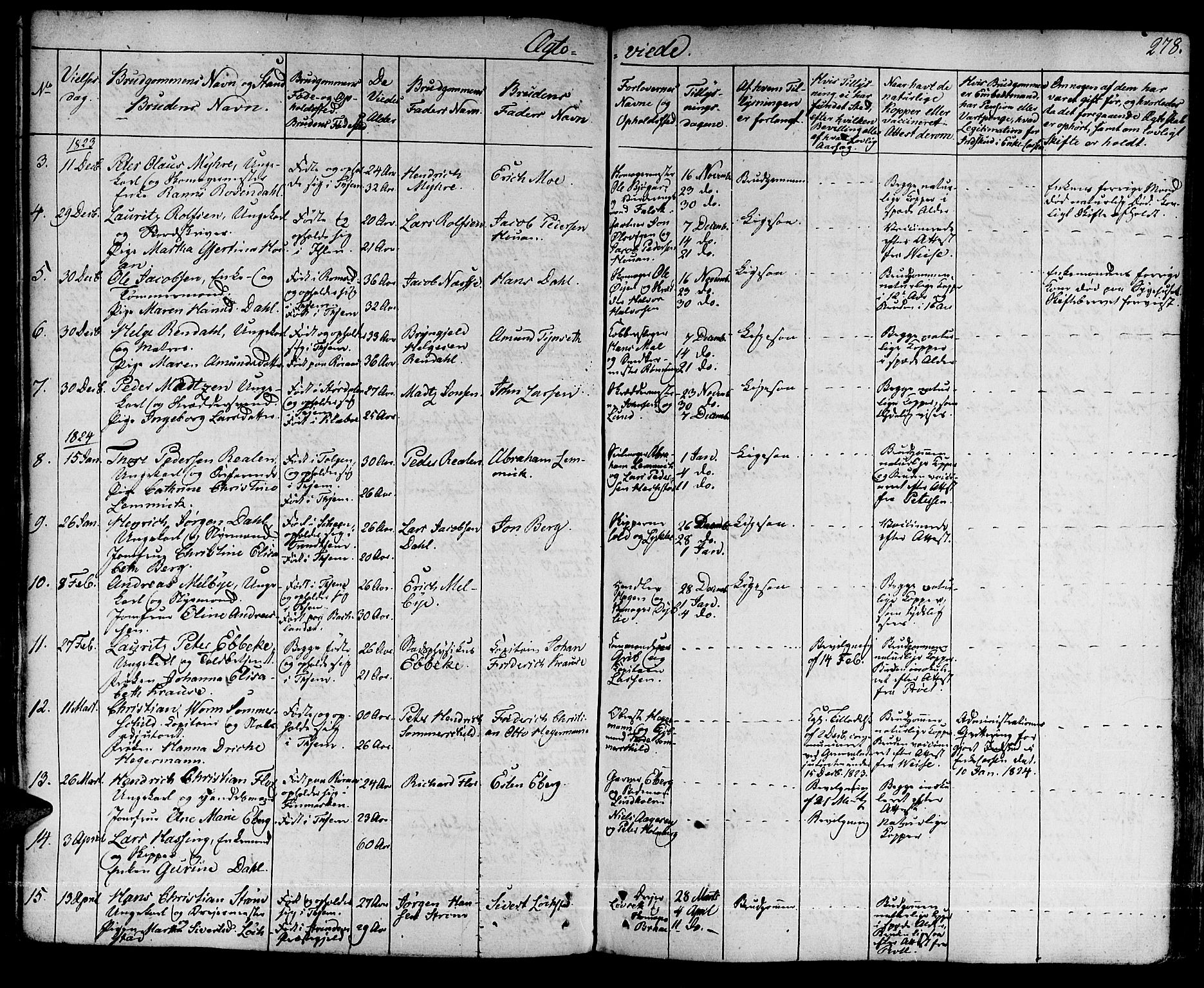 Ministerialprotokoller, klokkerbøker og fødselsregistre - Sør-Trøndelag, SAT/A-1456/601/L0045: Parish register (official) no. 601A13, 1821-1831, p. 278