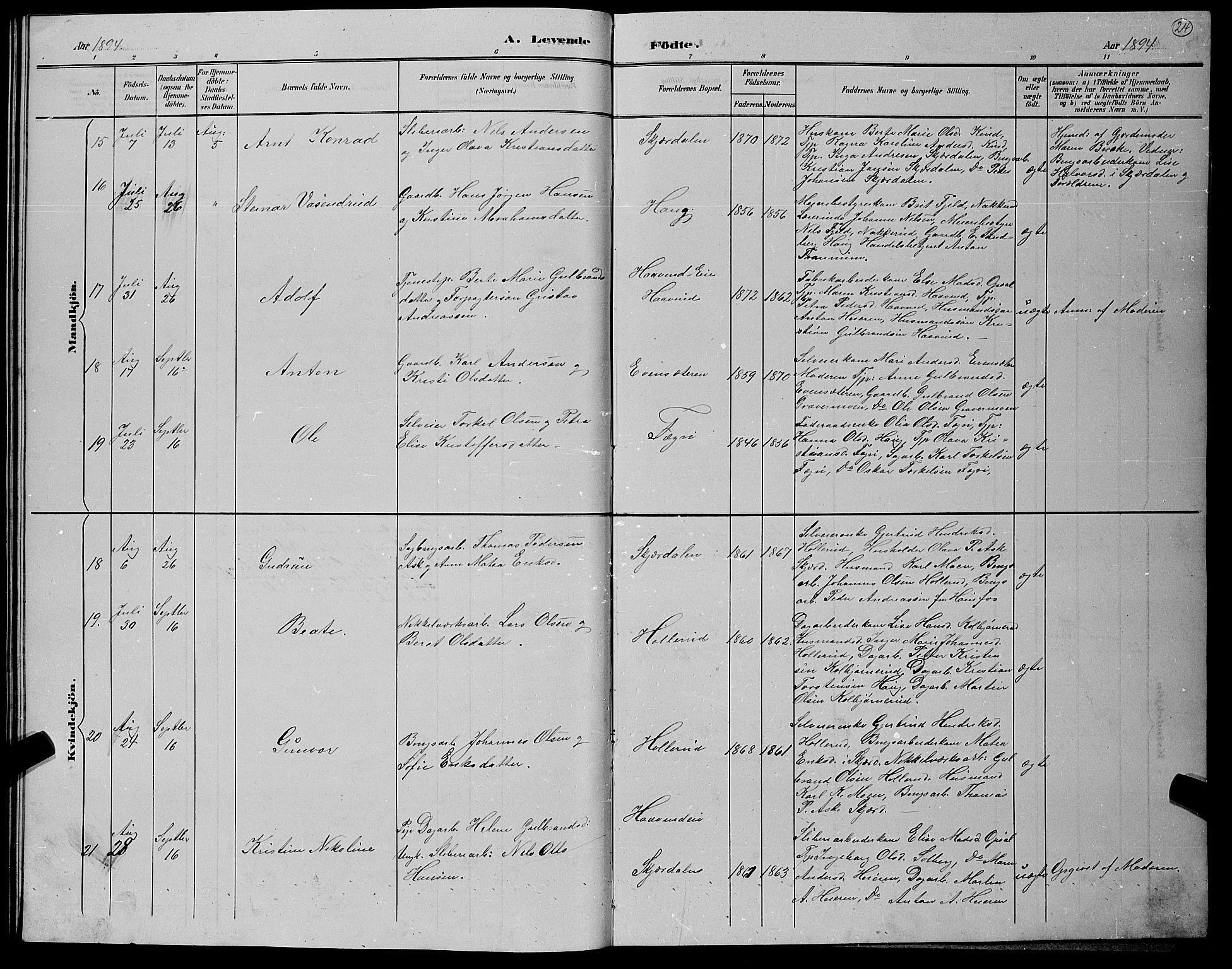 Hole kirkebøker, AV/SAKO-A-228/G/Gb/L0003: Parish register (copy) no. II 3, 1890-1901, p. 24