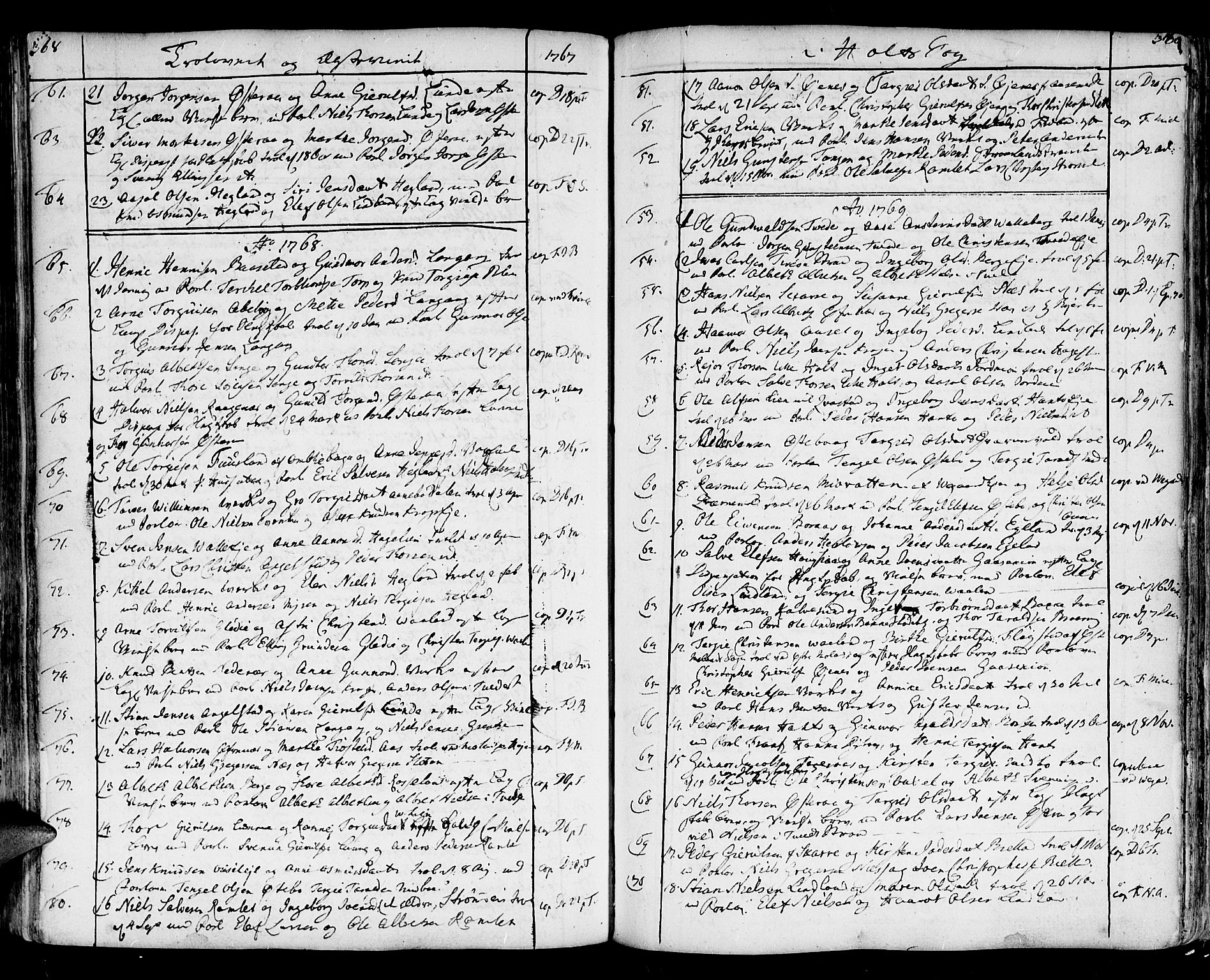 Holt sokneprestkontor, AV/SAK-1111-0021/F/Fa/L0003: Parish register (official) no. A 3, 1765-1798, p. 368-369